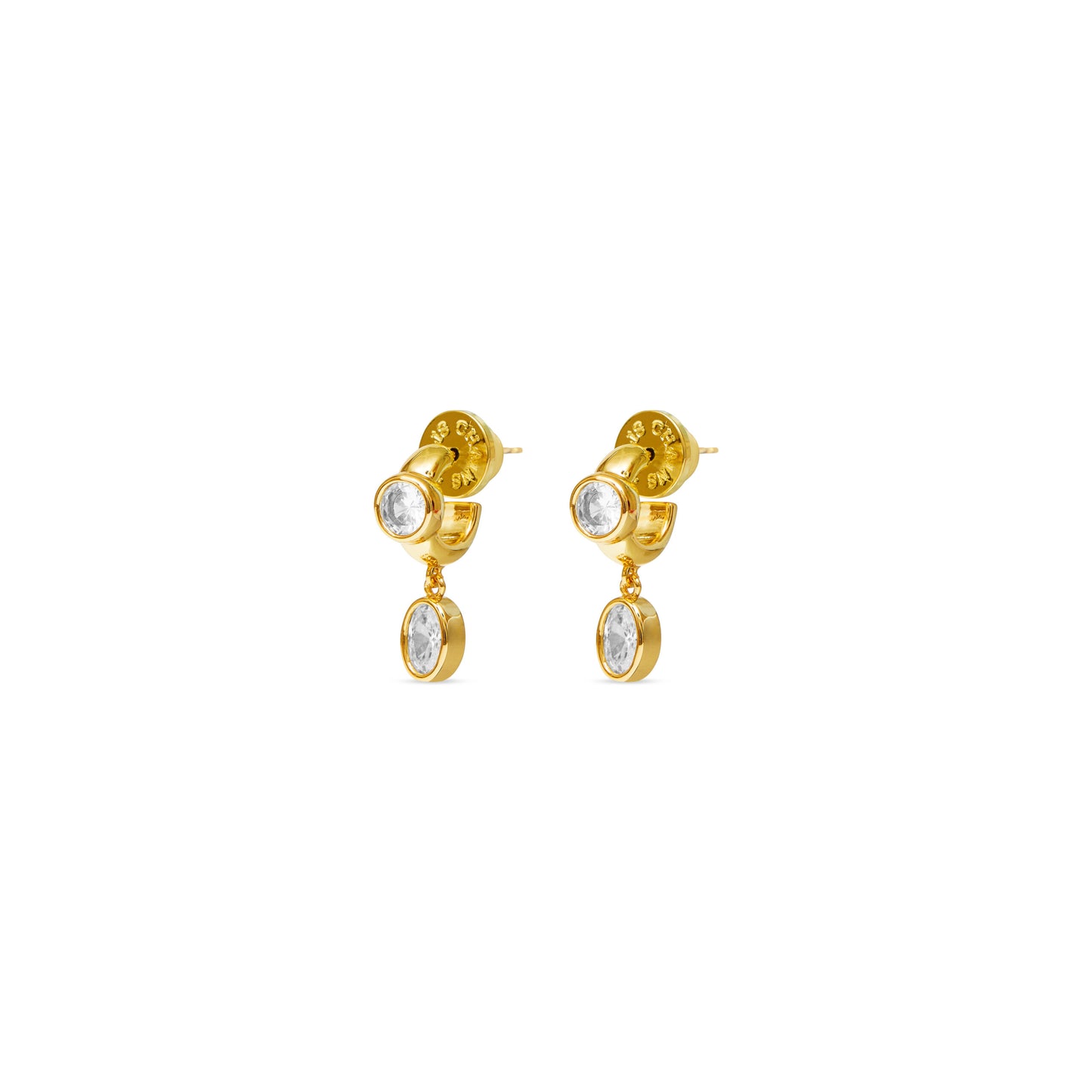CZ One Drop Huggie Earrings - Gold