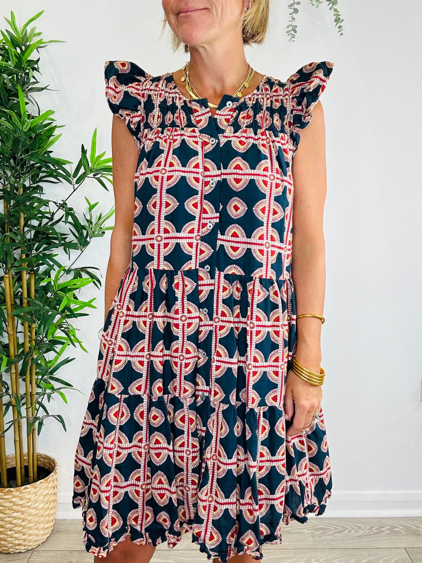 Patterned Cotton Dress - Size M