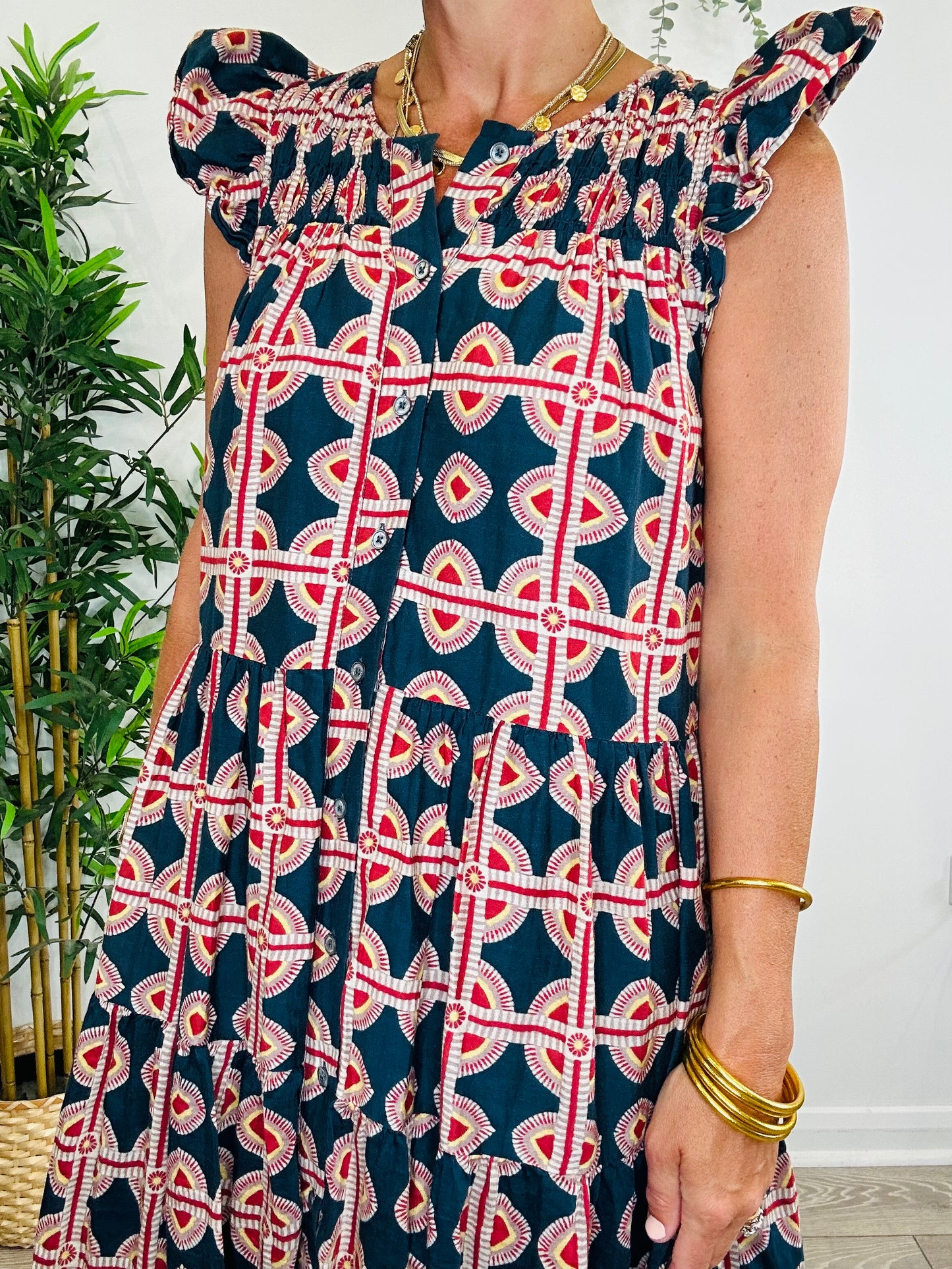 Patterned Cotton Dress - Size M