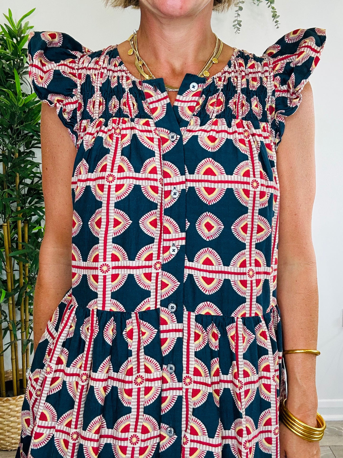 Patterned Cotton Dress - Size M