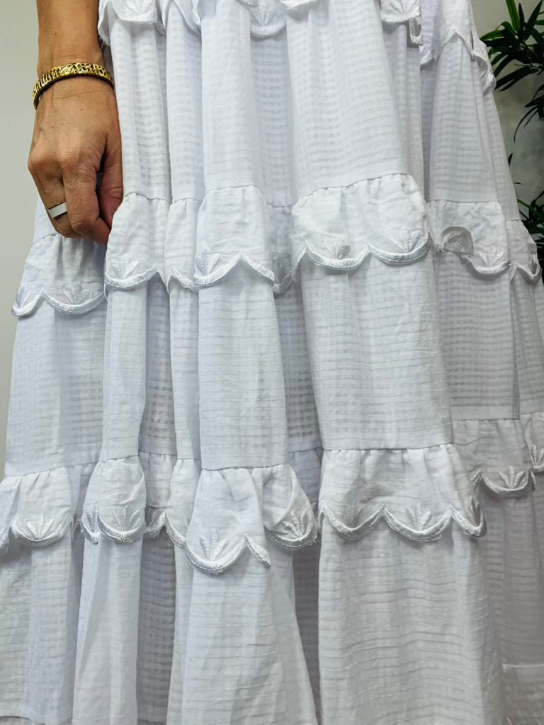 Tiered Cotton Dress - O/S