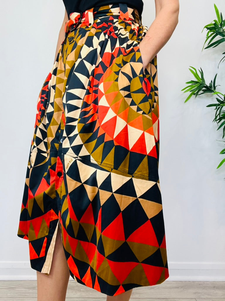 Patterned Midi Skirt - Size S