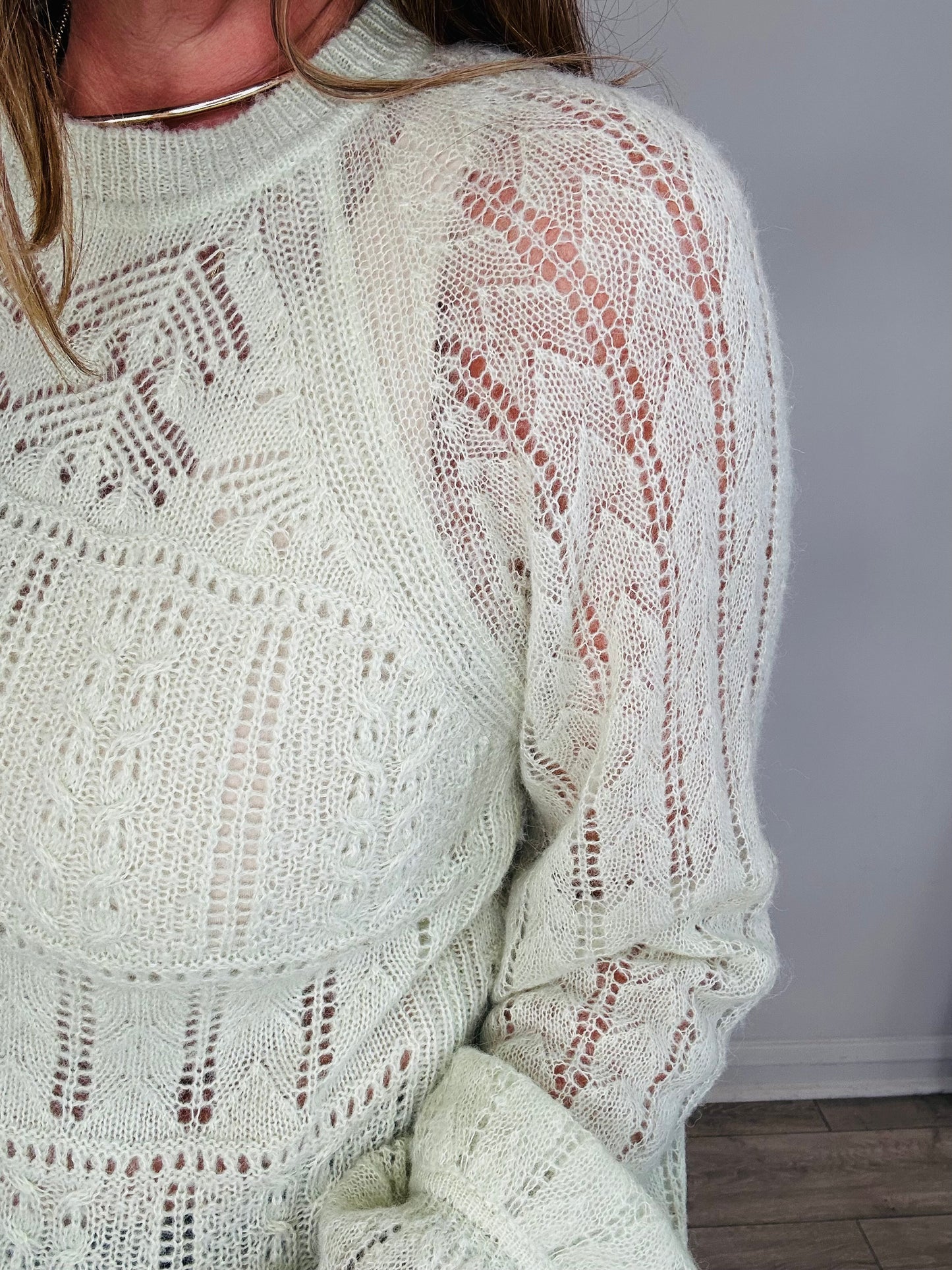 Pointelle Knit Jumper - Size XS