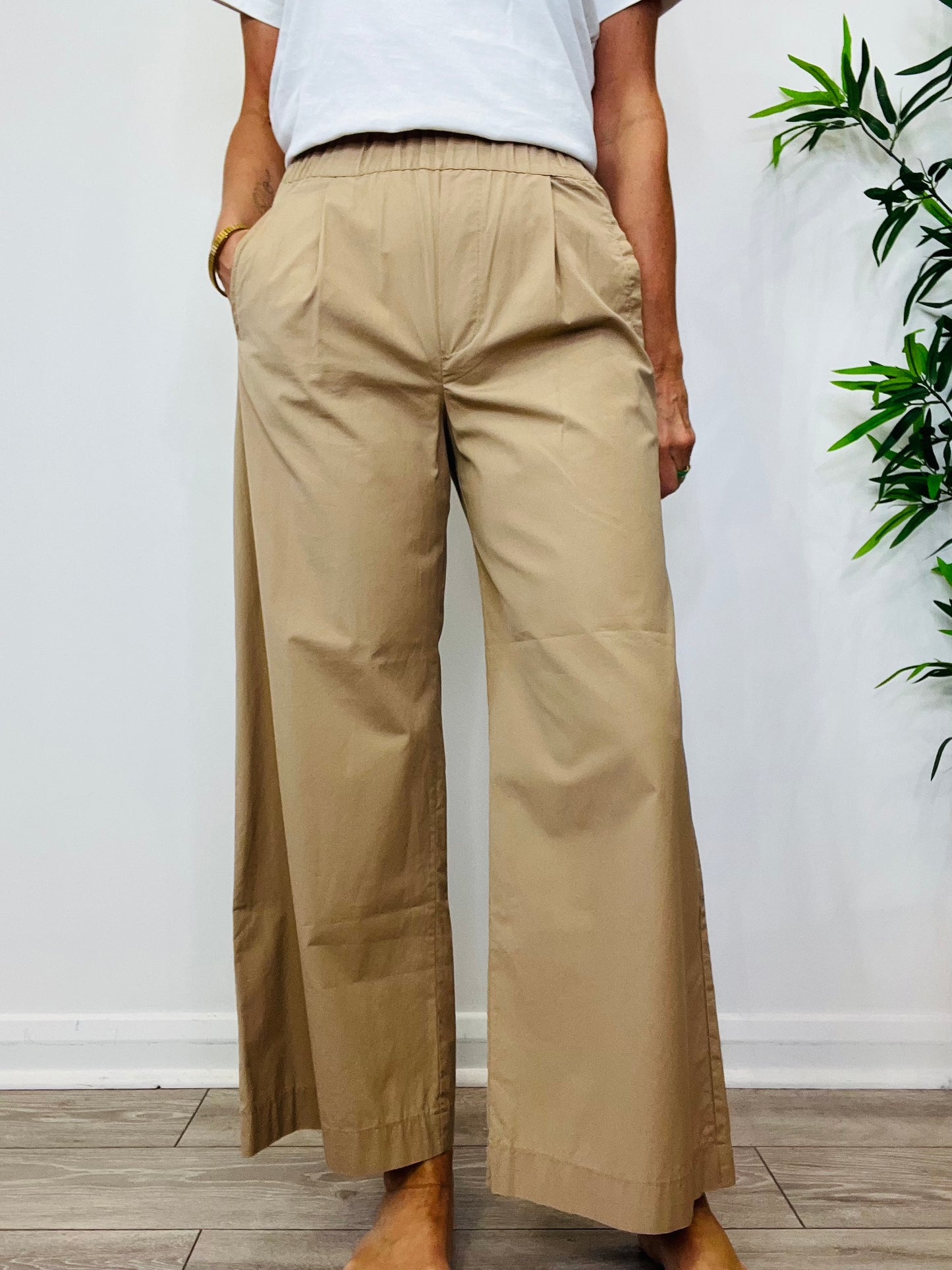 Cotton Wide Leg Trousers - Size XS