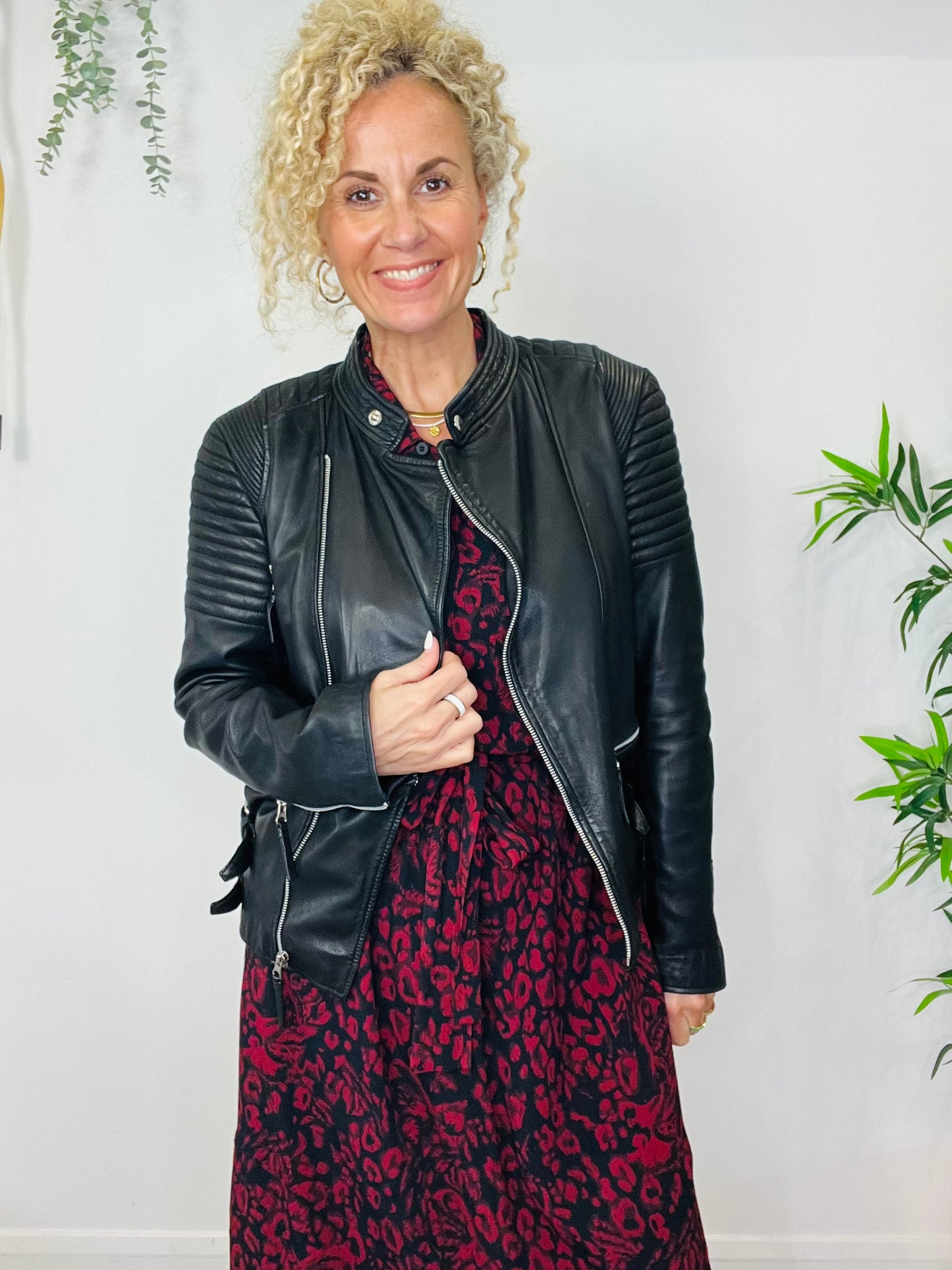 Leather Biker Jacket - Size 42