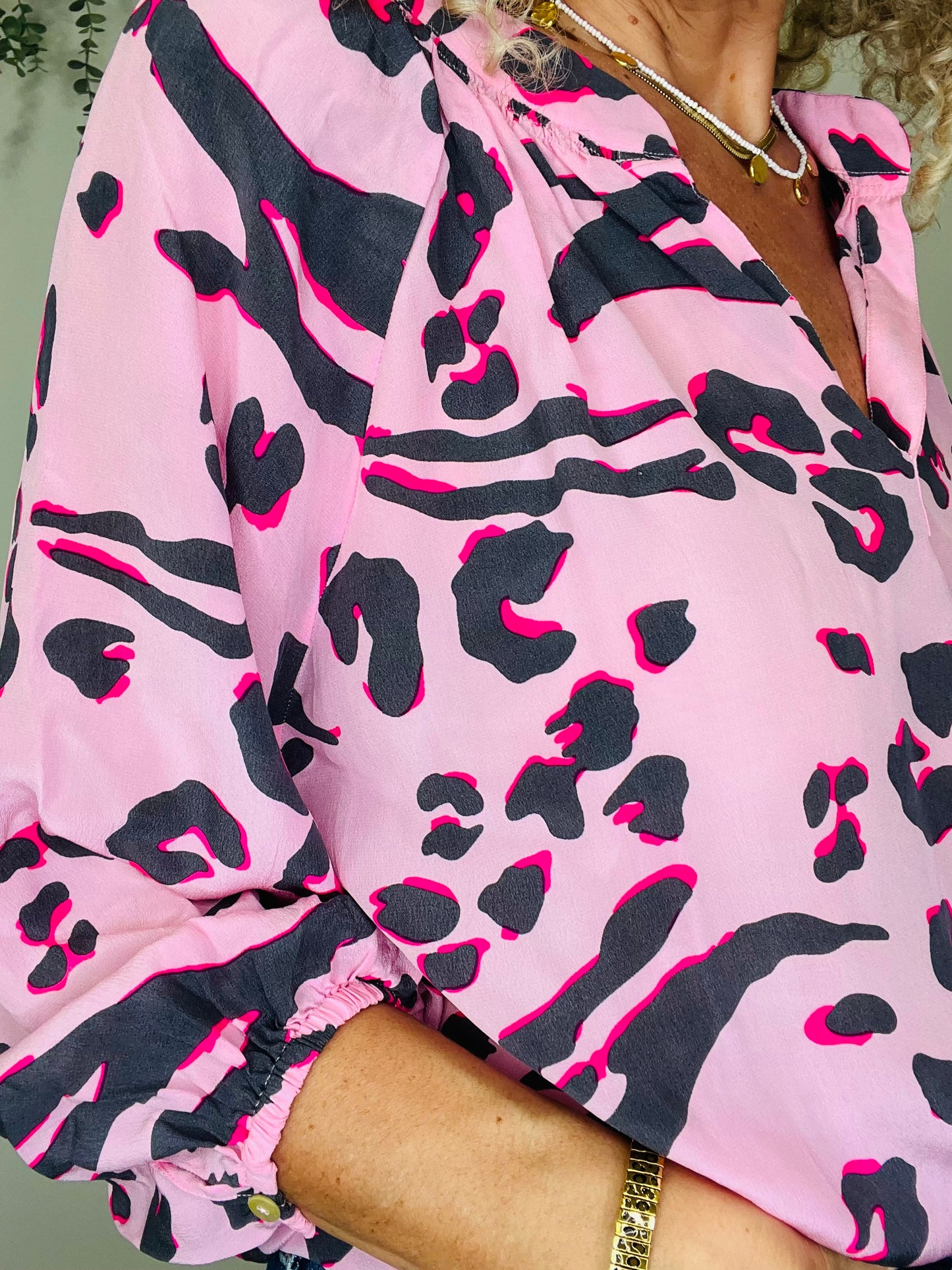 Silk Leopard Print Blouse - Size M