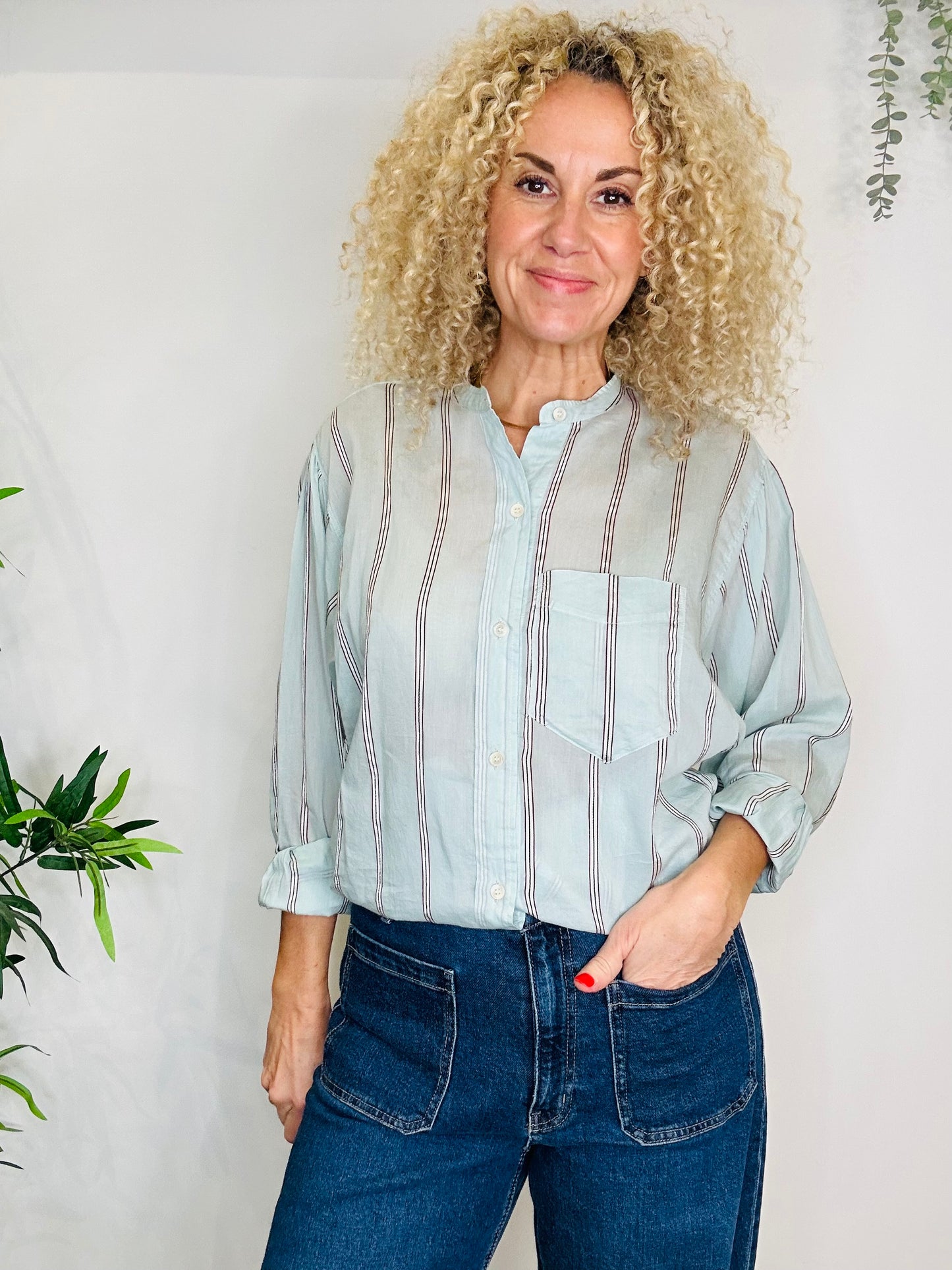 Striped Satchell Shirt - Size 38