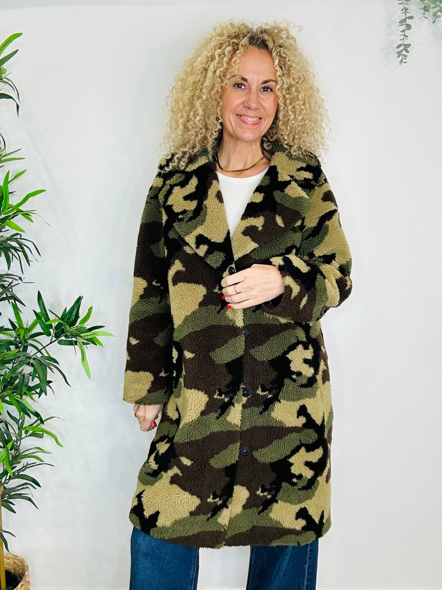 Camo Teddy Coat - Size 40