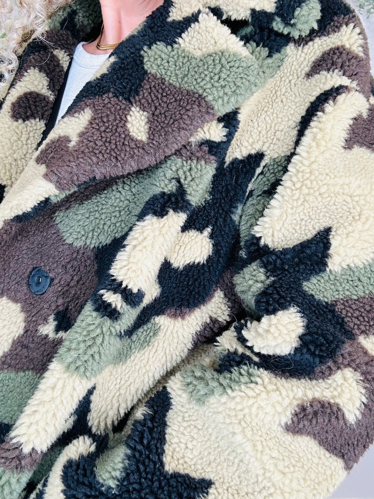 Camo Teddy Coat - Size 40