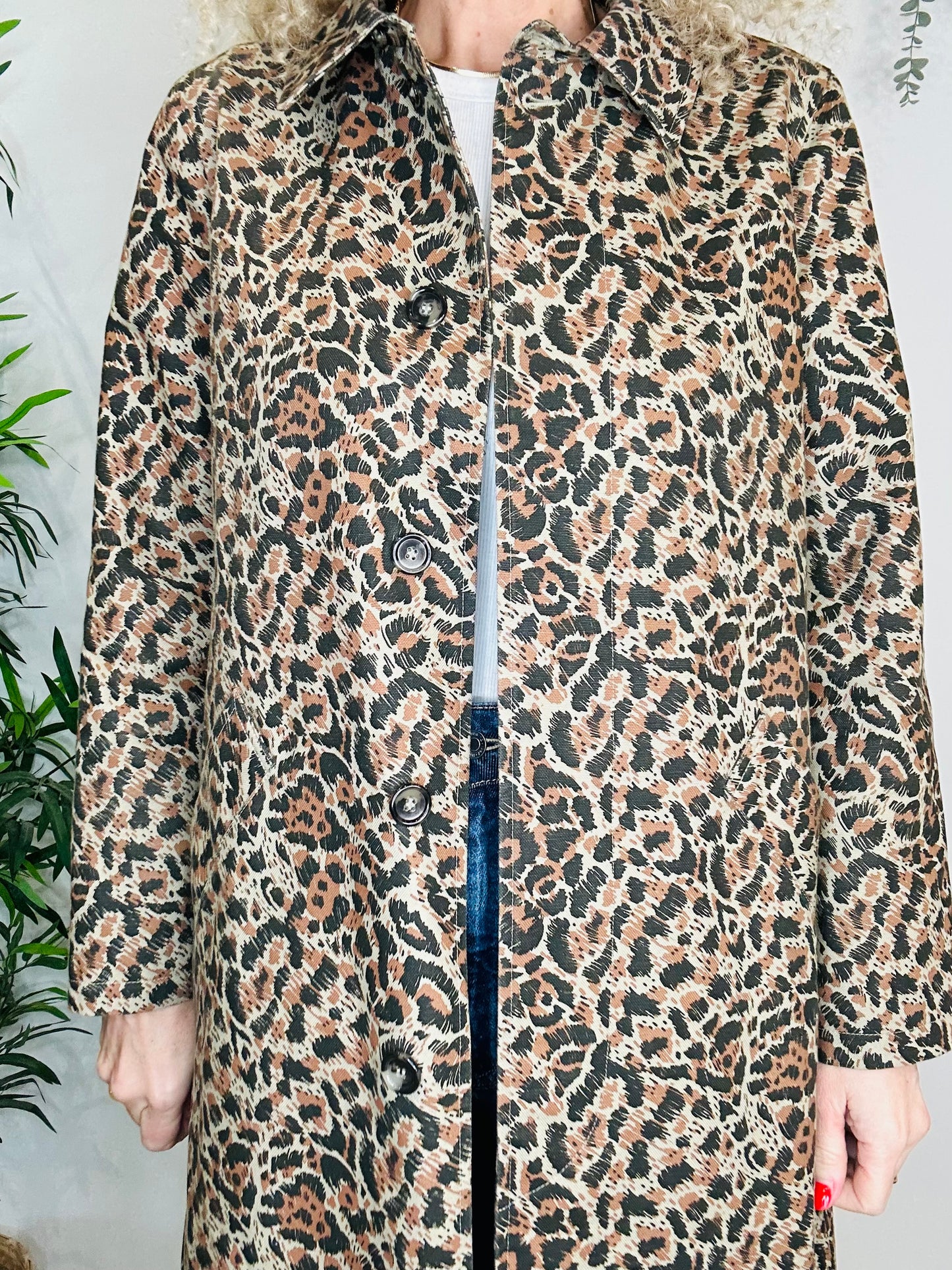 Animal Print Trench Coat - Size 10