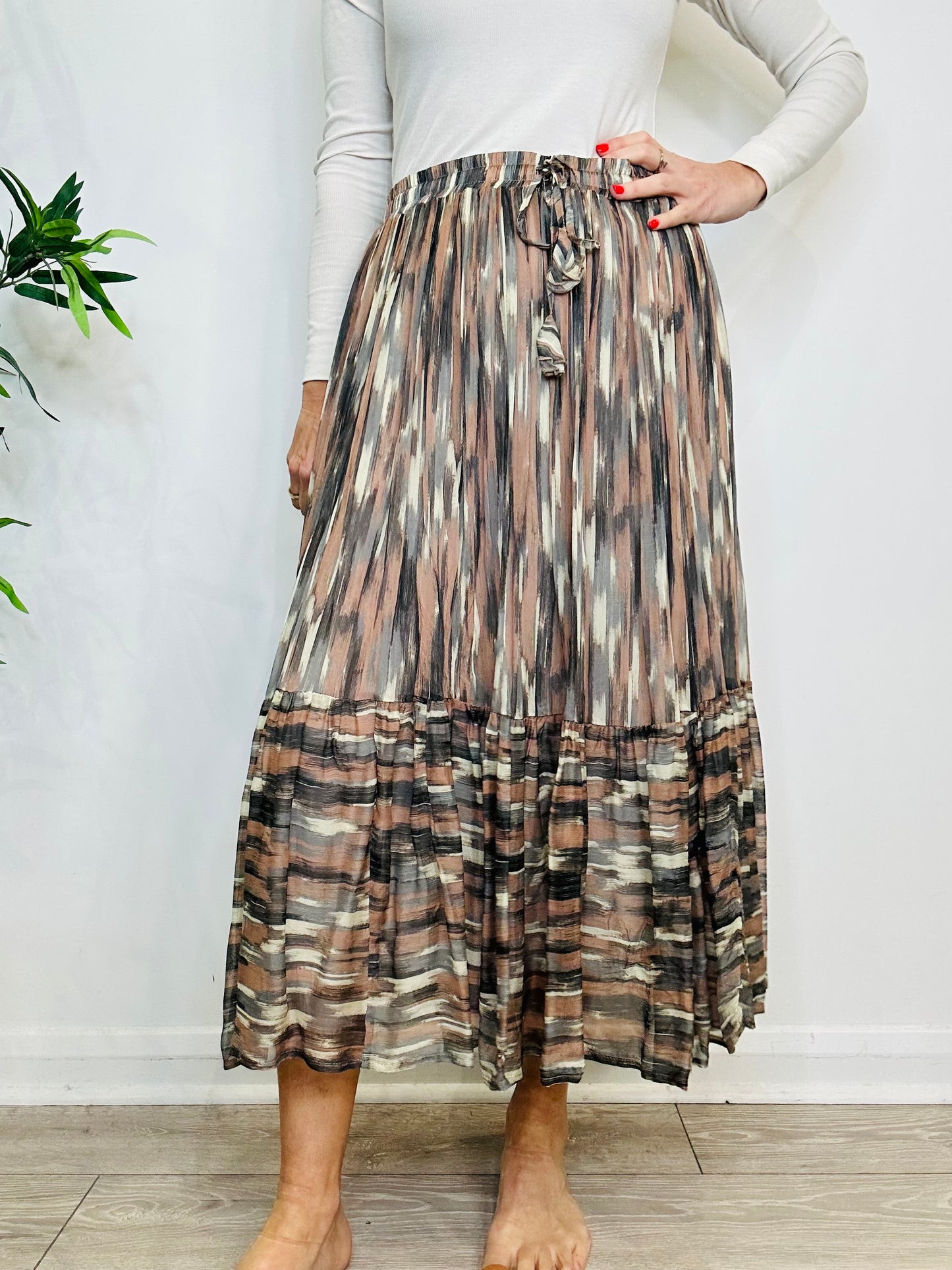 Patterned Midi Skirt - Size 14