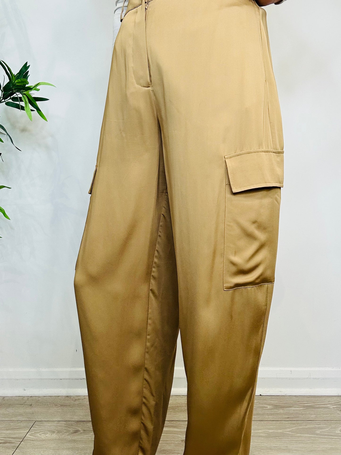 Satin Cargo Trousers - Size 40