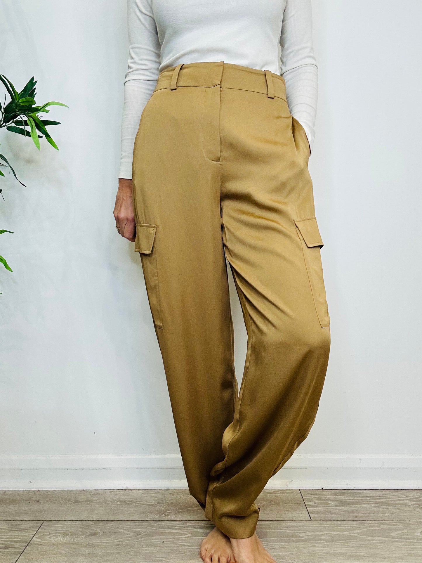 Satin Cargo Trousers - Size 40