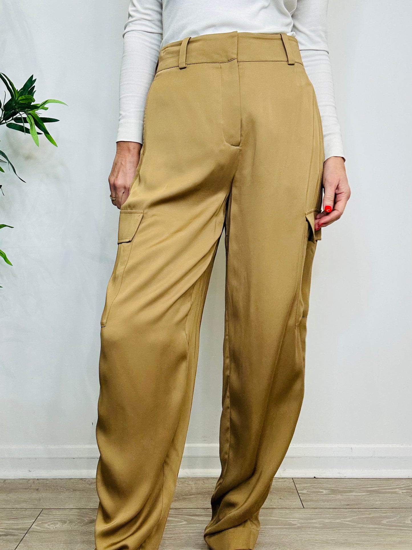 Satin Cargo Trousers - Size 40