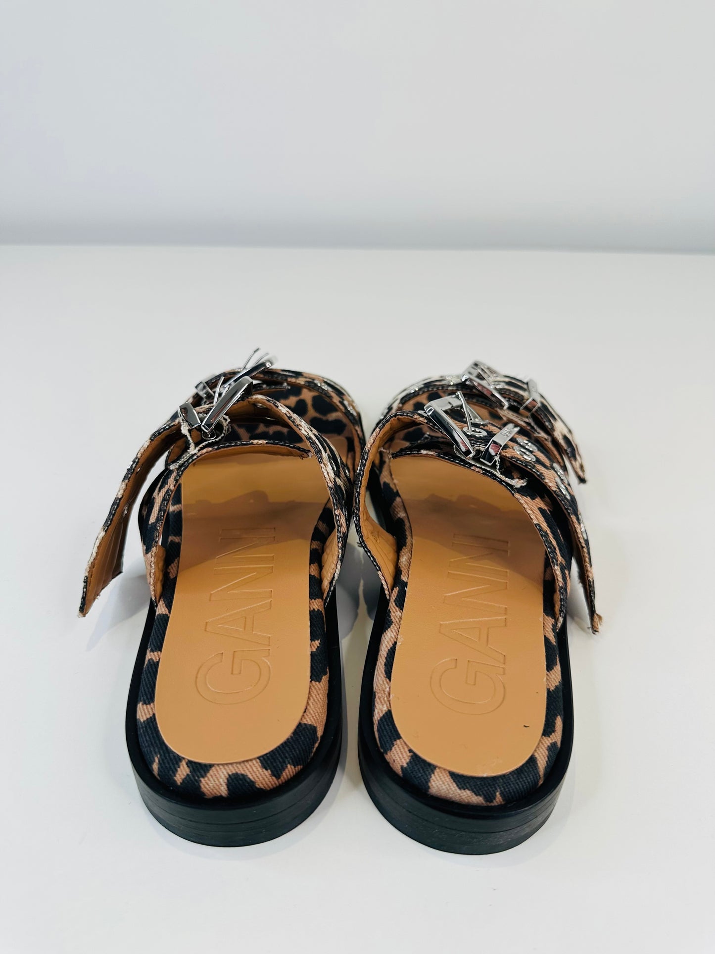 Leopard Buckle Sandals - Size 40