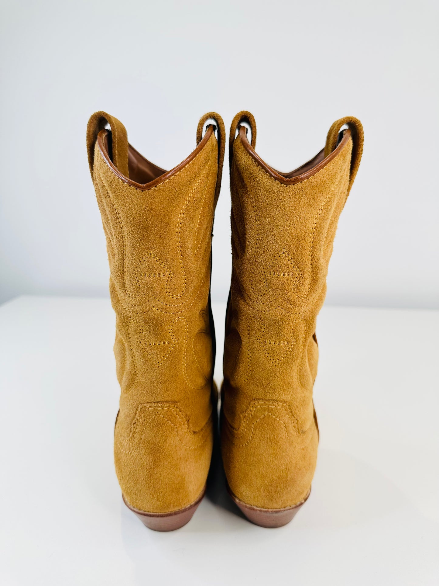 Suede Cowboy Boots - Size 36