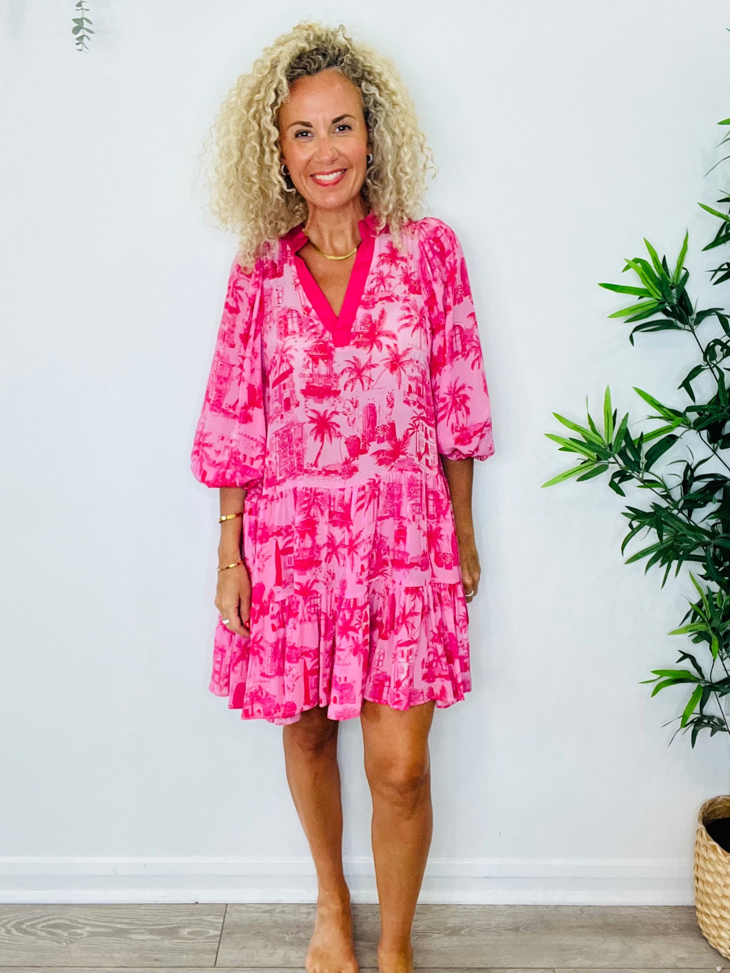 Silk Patterned Dress - Size S
