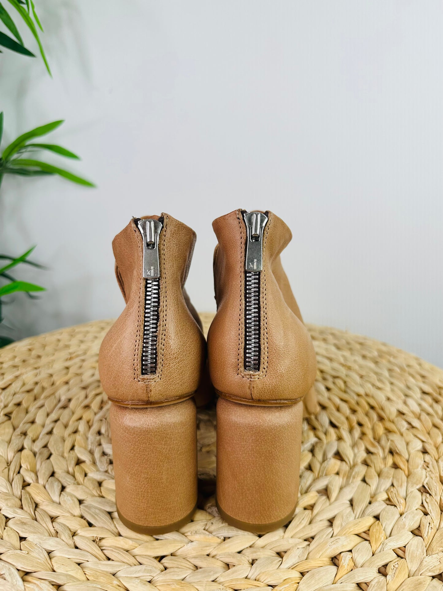 Open Toe Leather Boots - Size 37.5