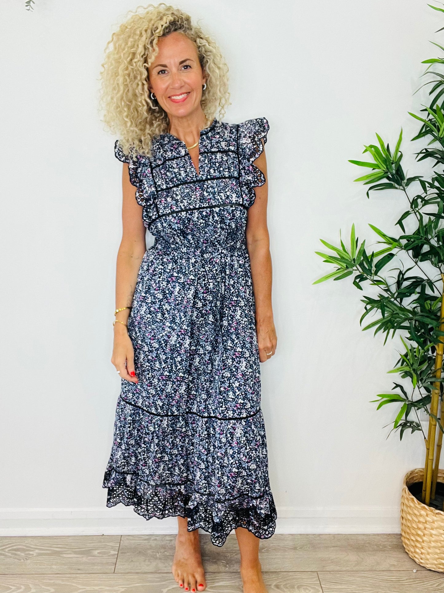 Floral Midi Dress - Size S