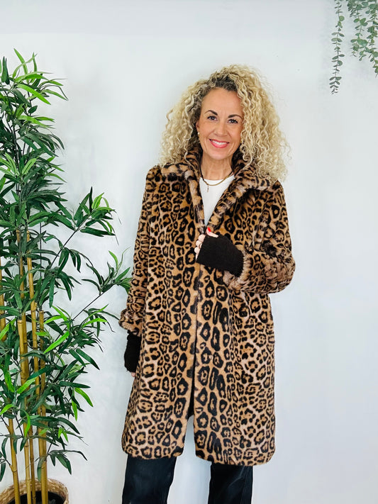 Leopard Print Coat - Size 2
