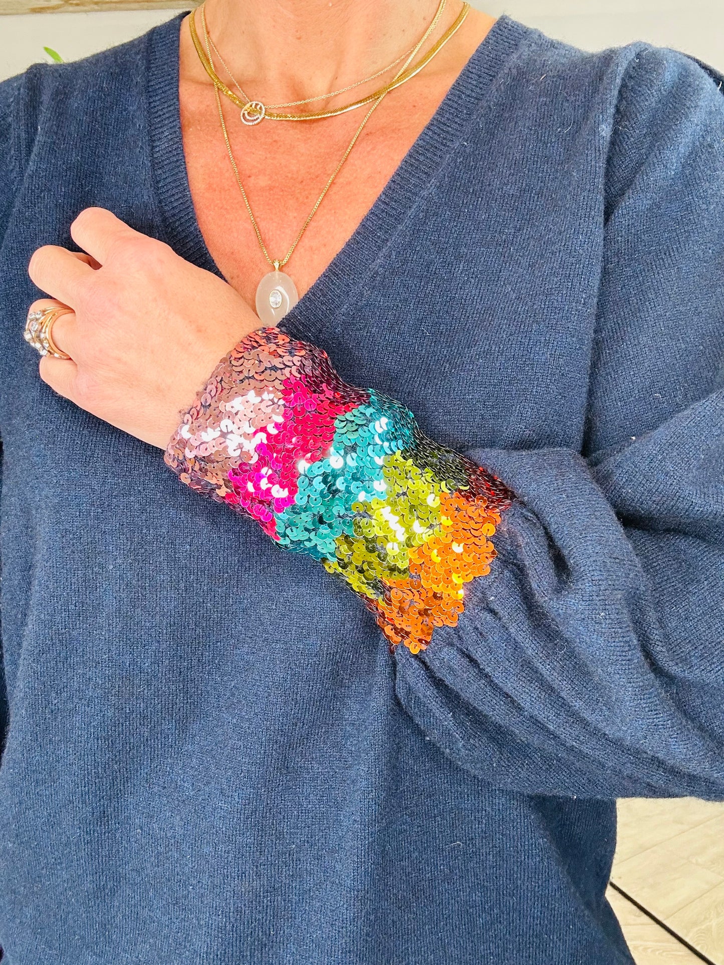 Sequin Cuff Jumper - Size 2