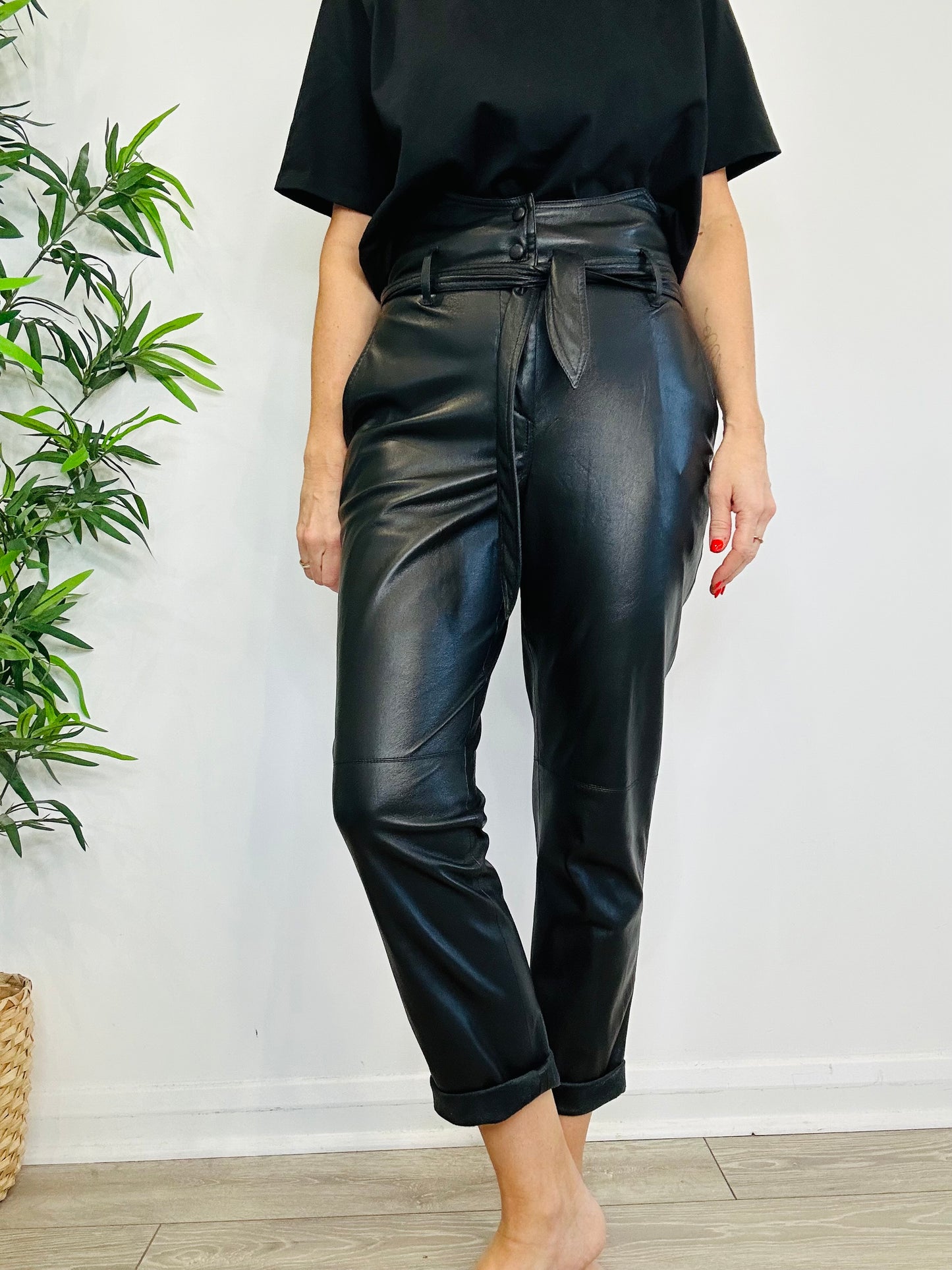 Faux Leather Trousers - Size M