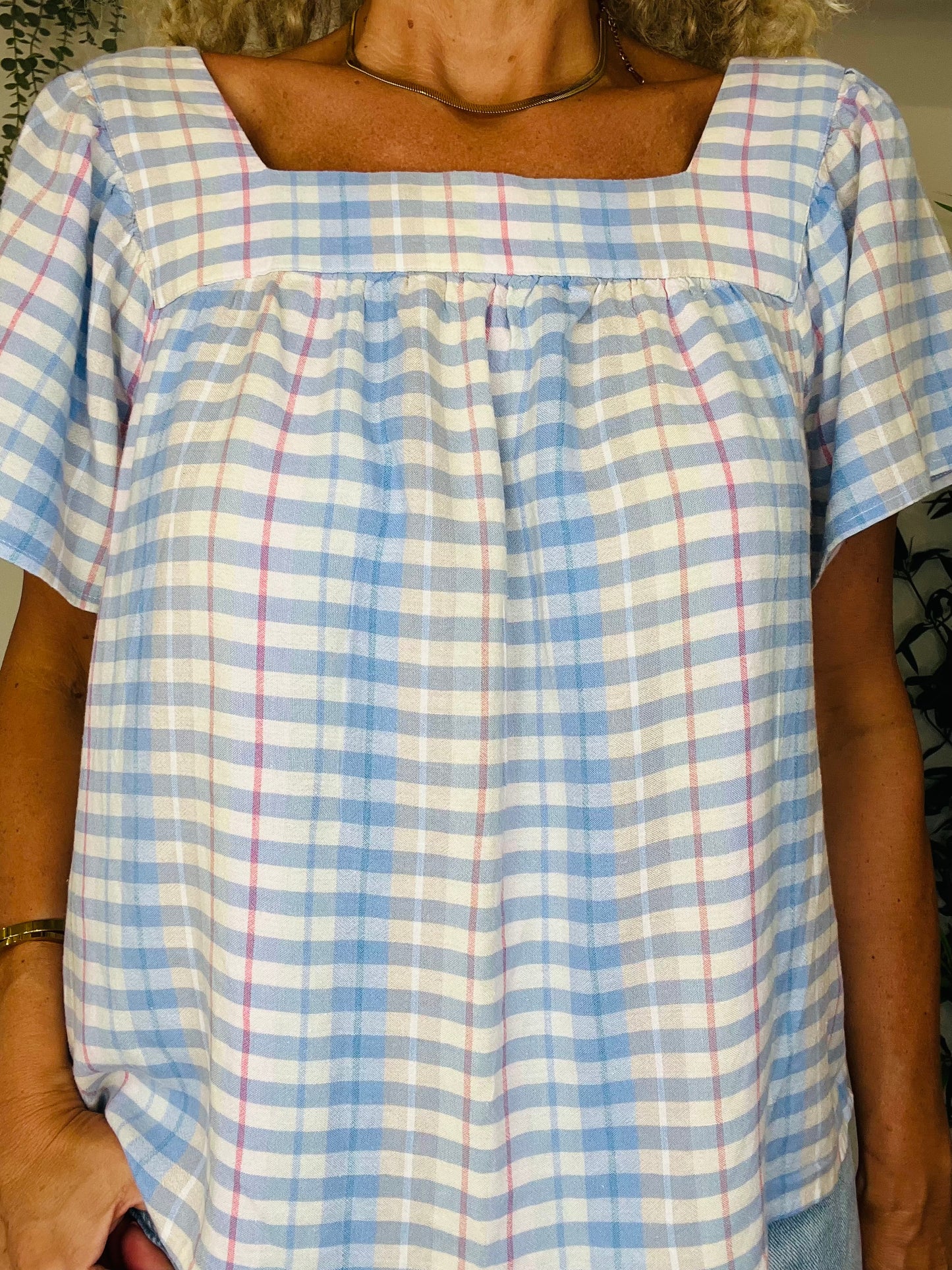 Check Linen Top - Size S