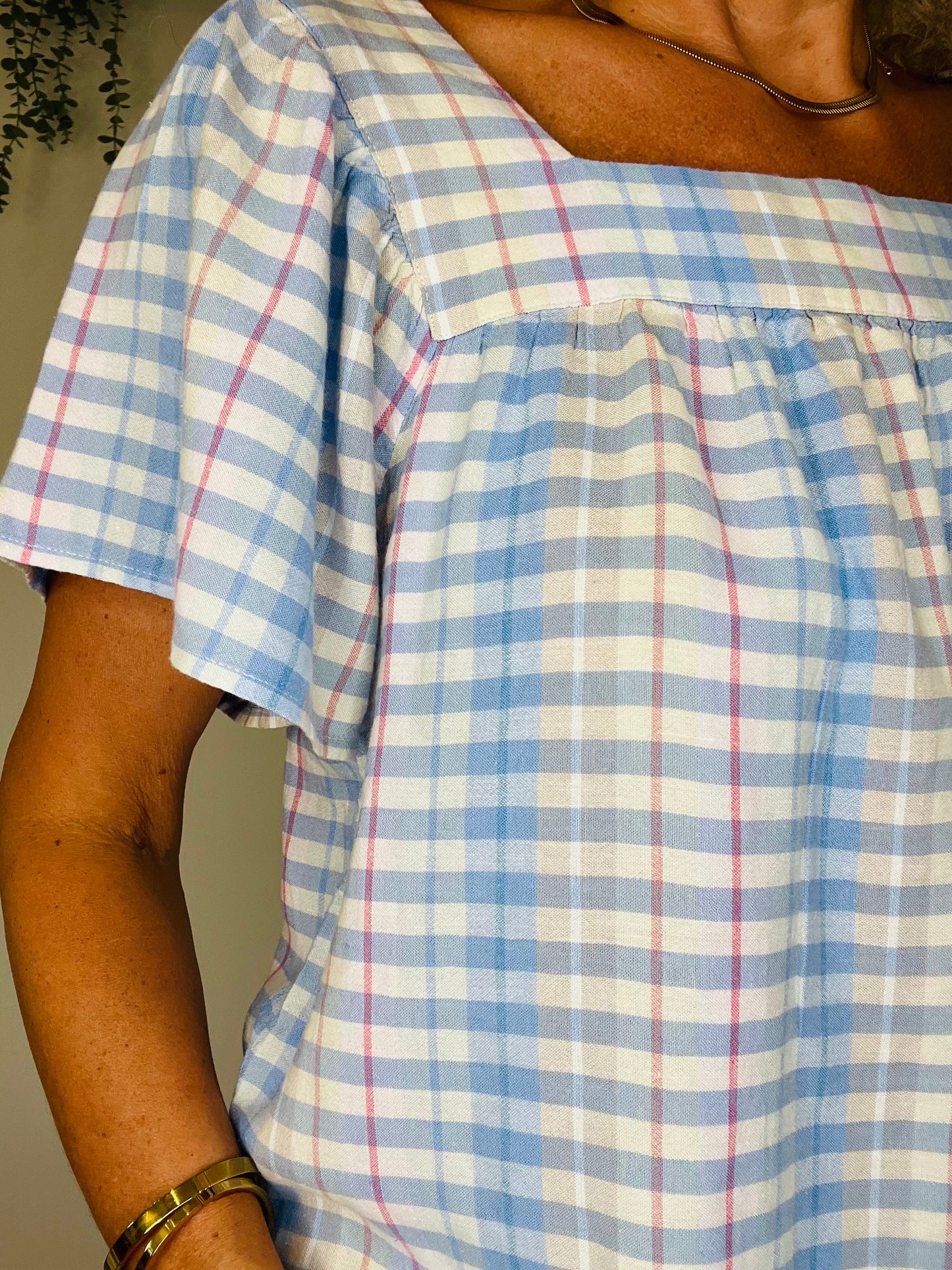 Check Linen Top - Size S