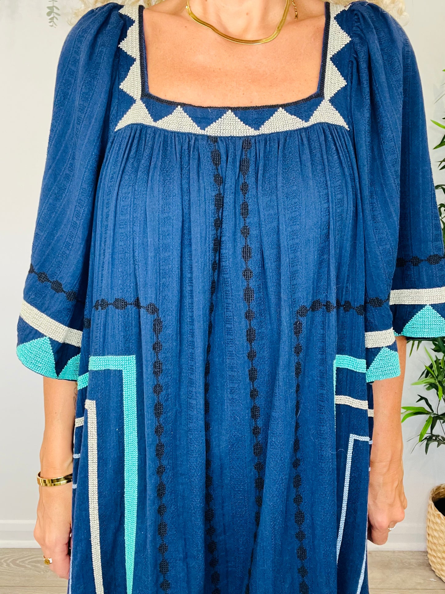 Embroidered Cotton Dress - Size 36