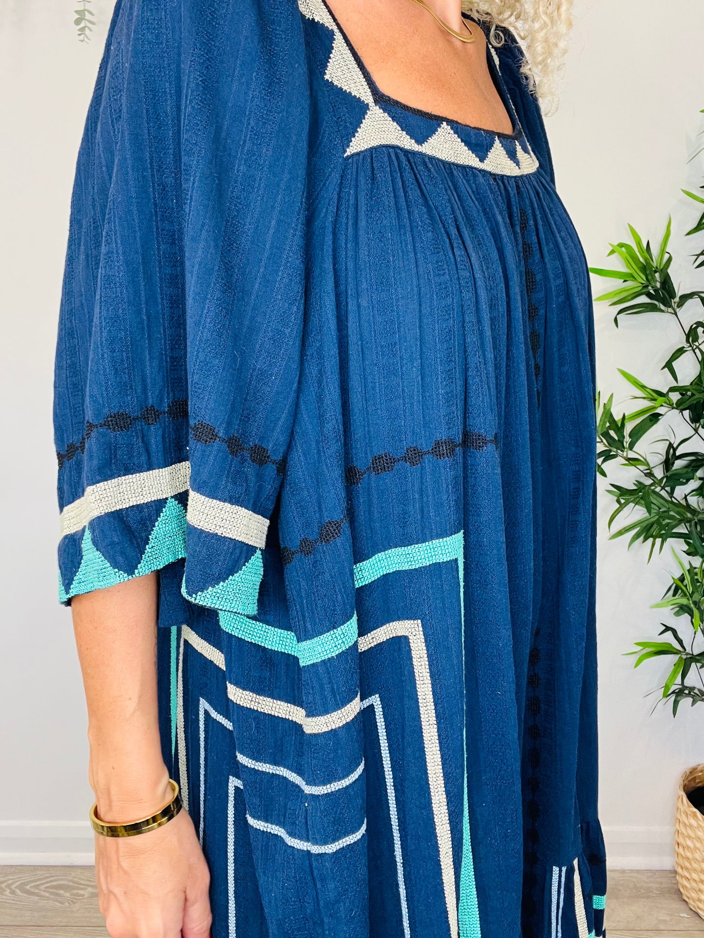 Embroidered Cotton Dress - Size 36