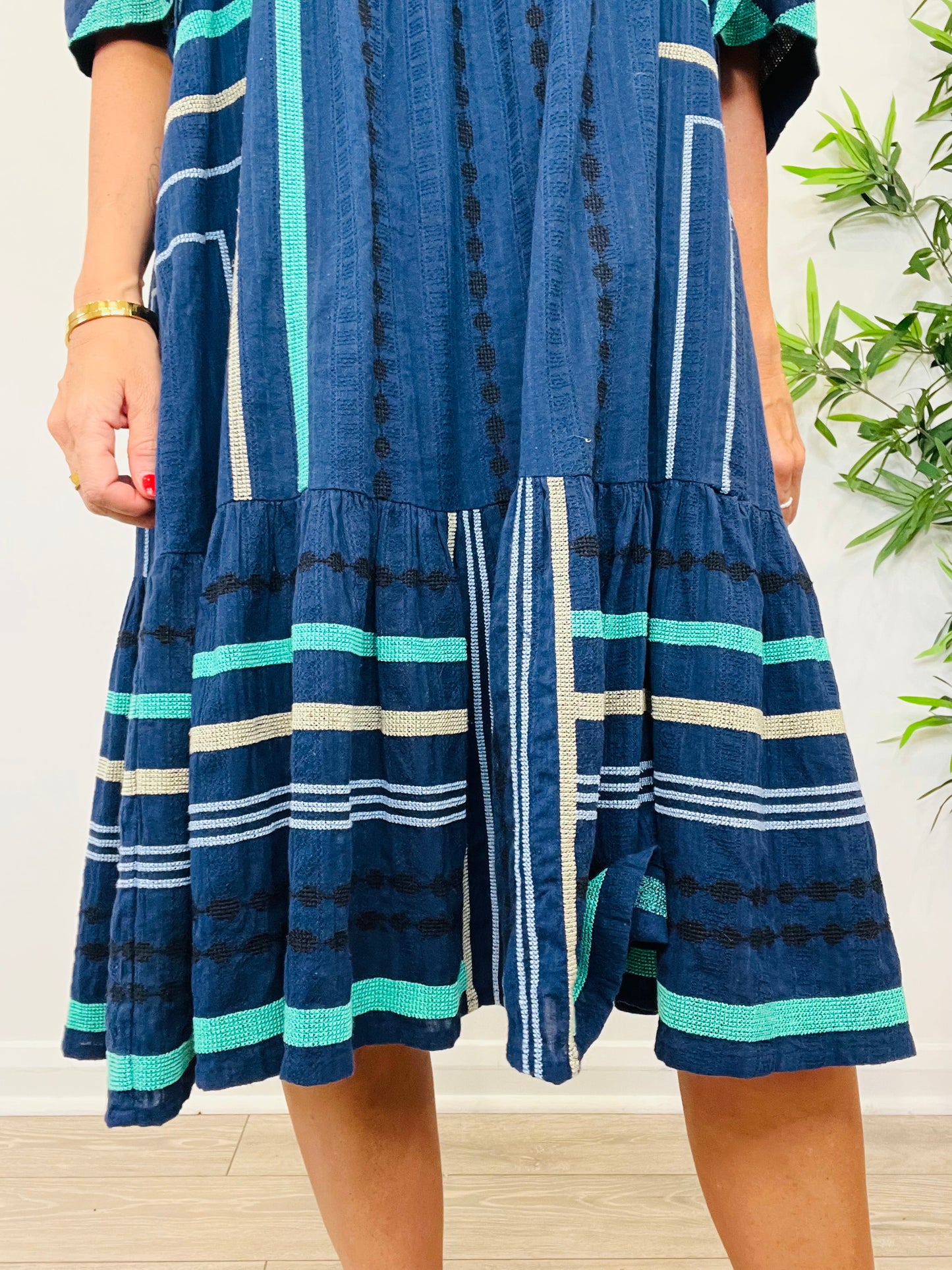 Embroidered Cotton Dress - Size 36