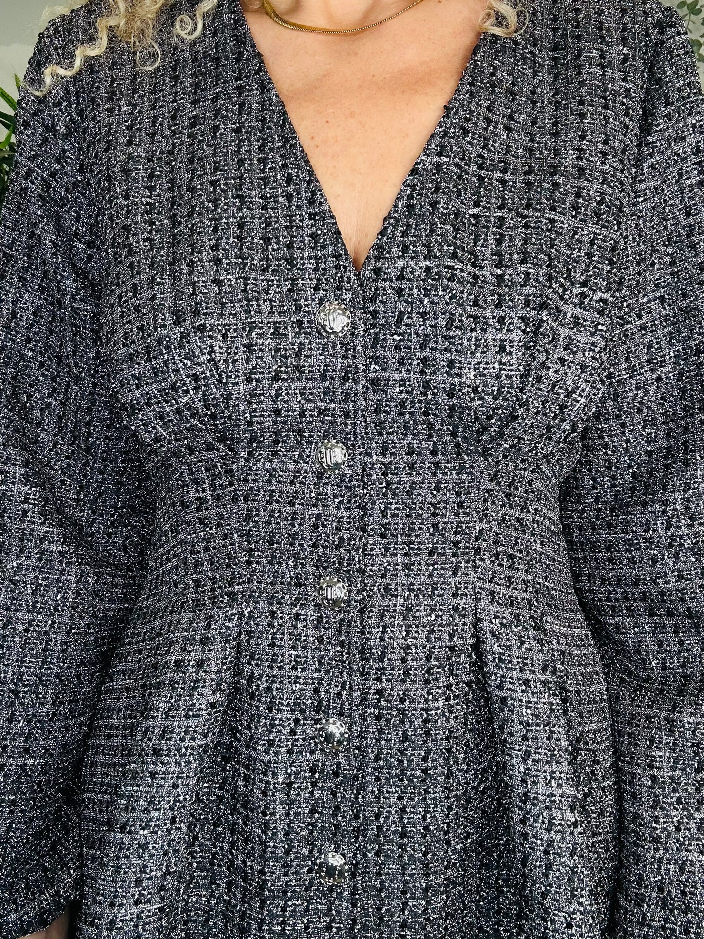 Metallic Tweed Dress - Size 38