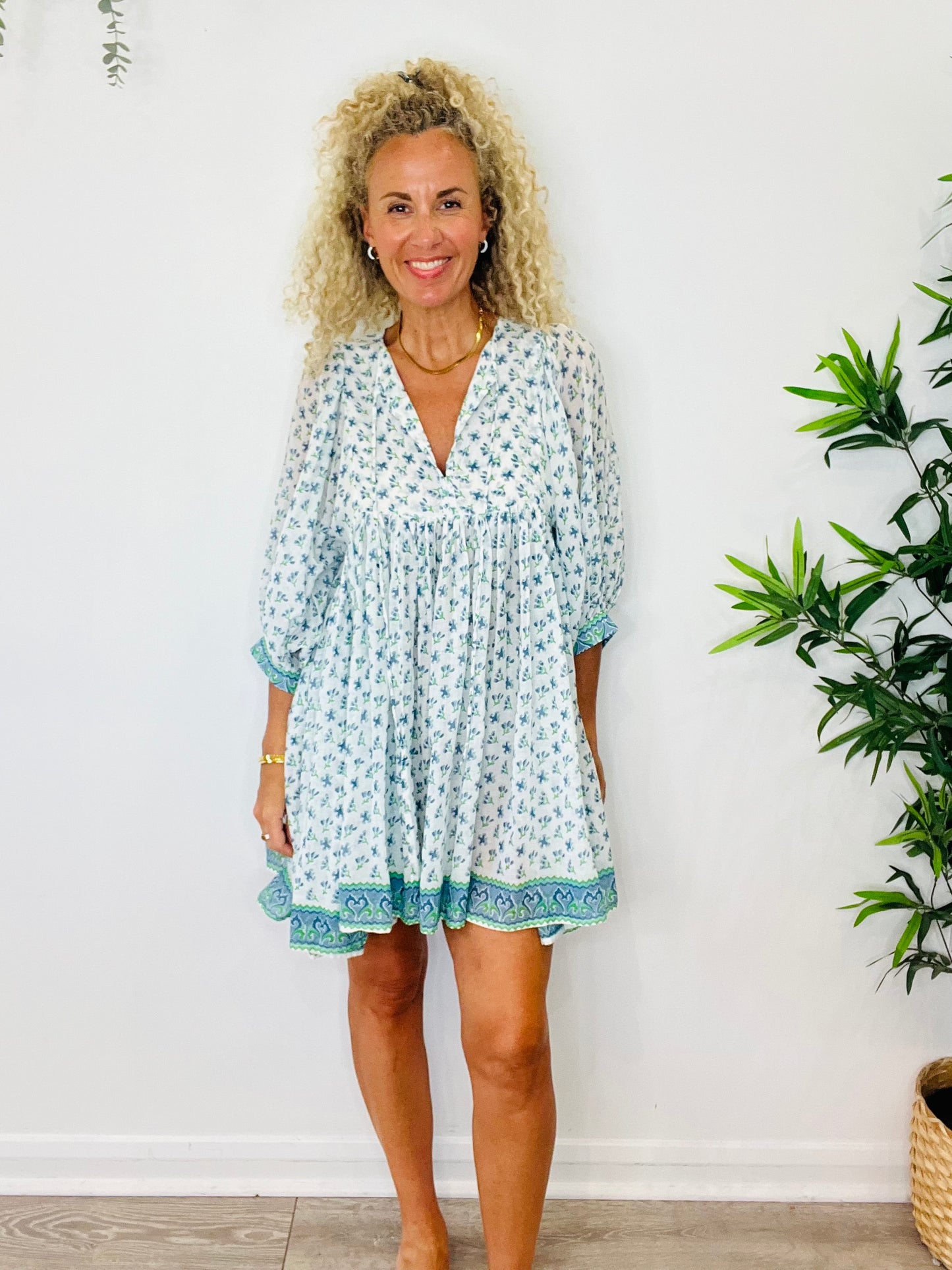 Patterned Cotton Dress - Size S