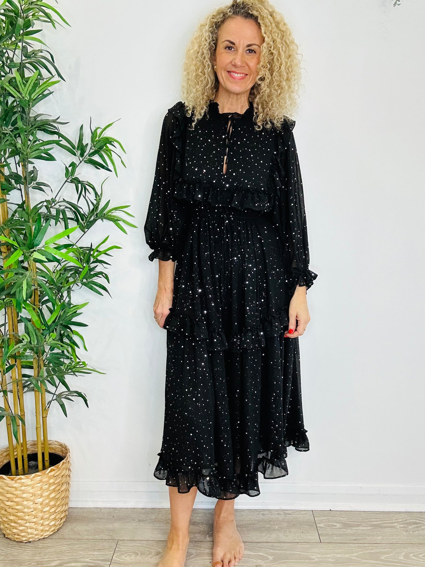 Sparkly Tiered Frill Dress - Size 34