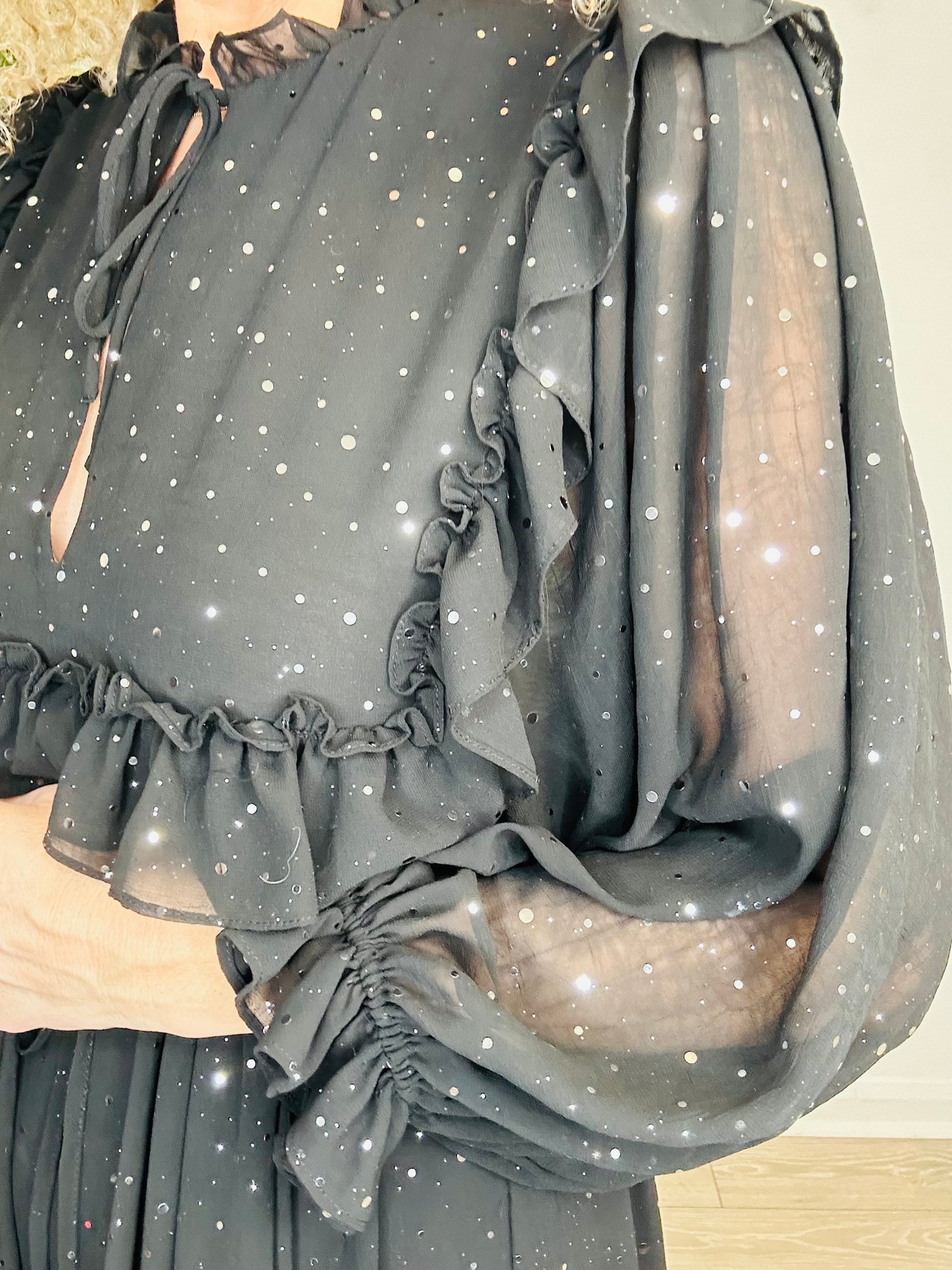 Sparkly Tiered Frill Dress - Size 34