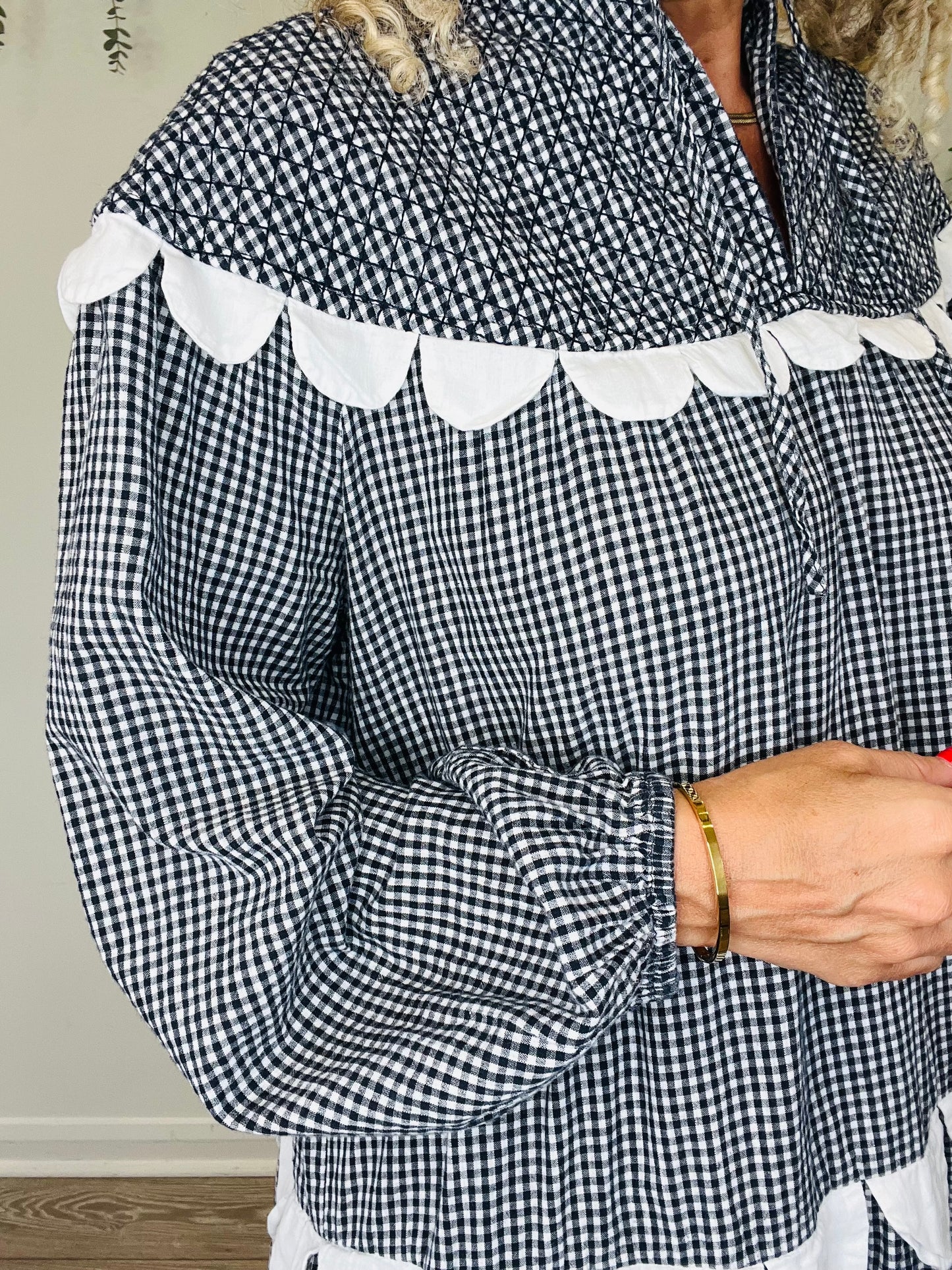 Tiered Check Dress - Size 36
