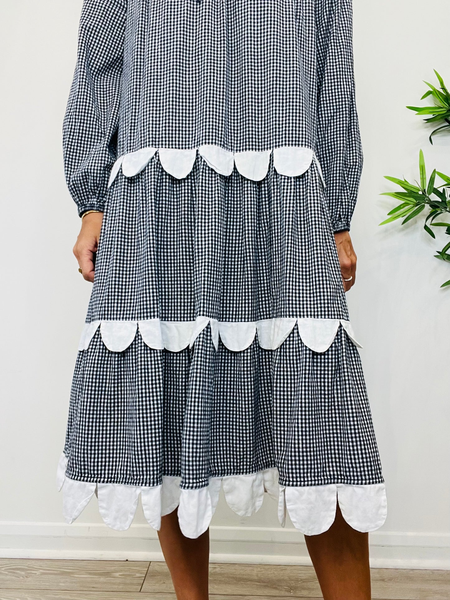 Tiered Check Dress - Size 36