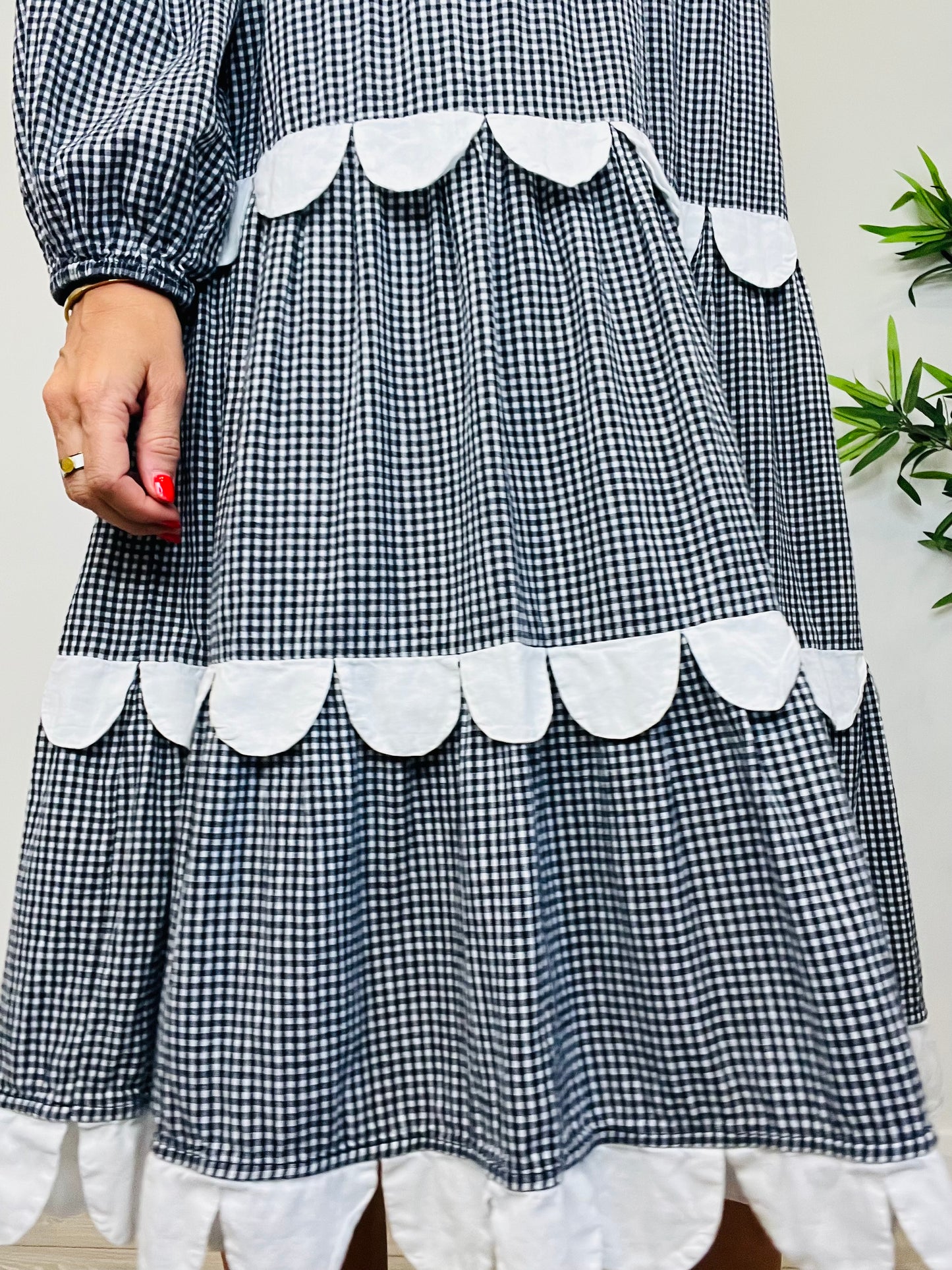 Tiered Check Dress - Size 36