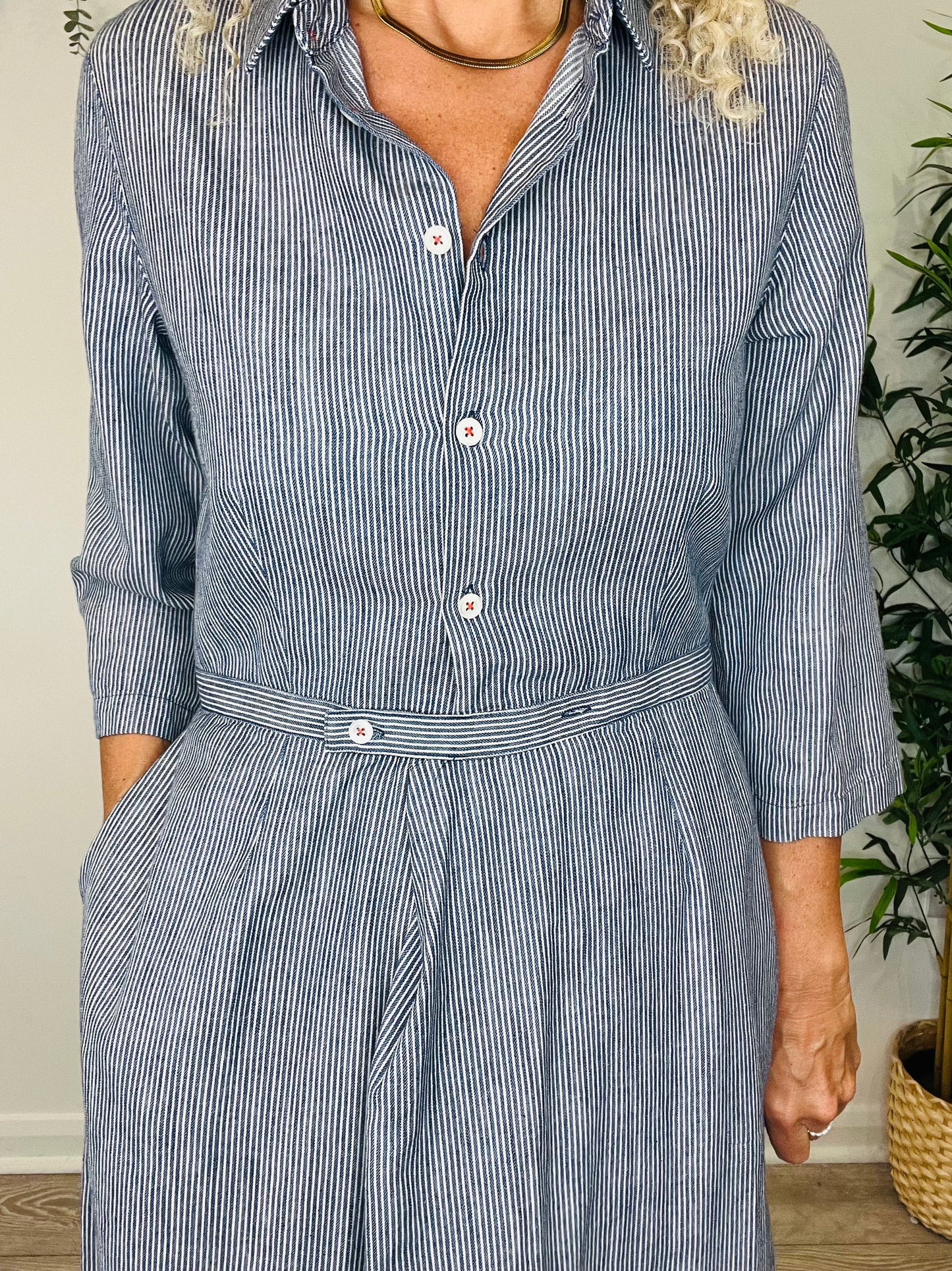 Pinstripe Cotton Dress - Size 3