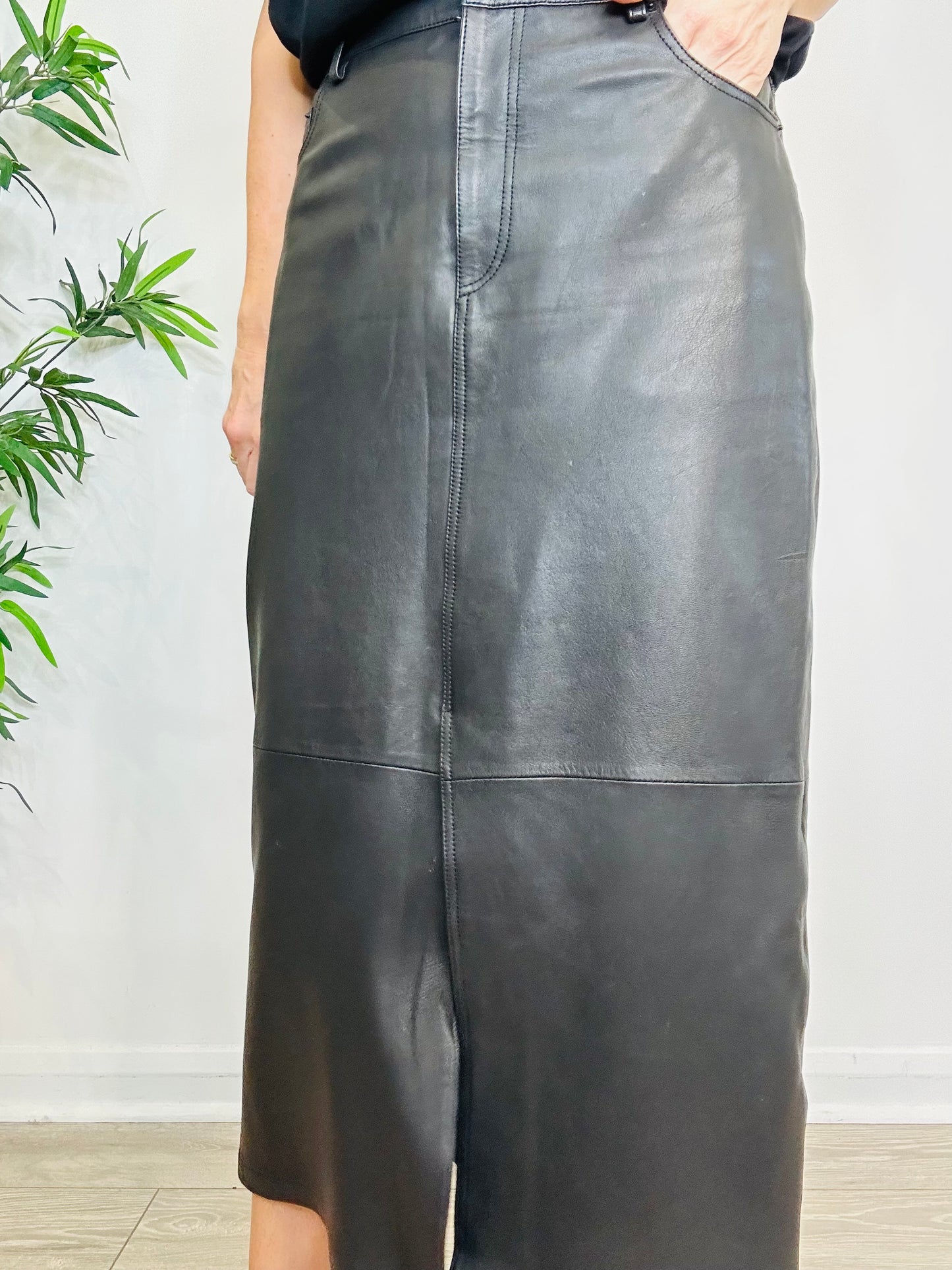 Leather Midi Skirt - Size 12