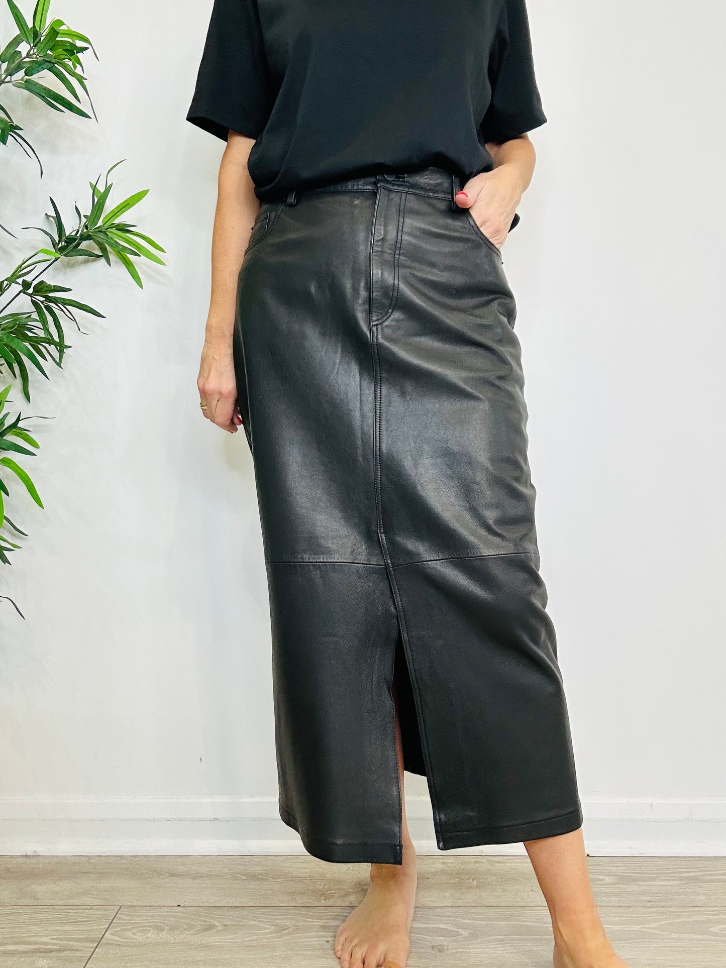 Leather Midi Skirt - Size 12