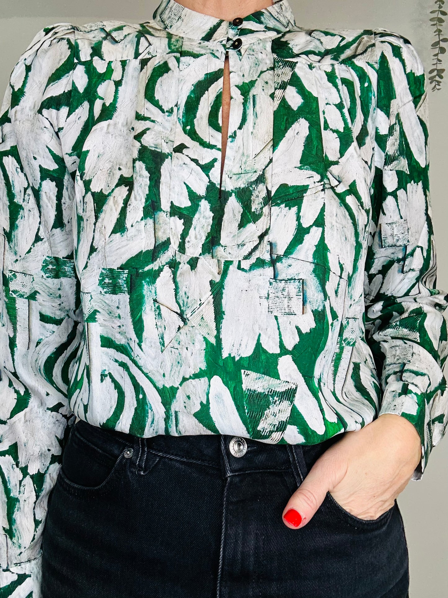 Patterned Silk Blouse - Size 34