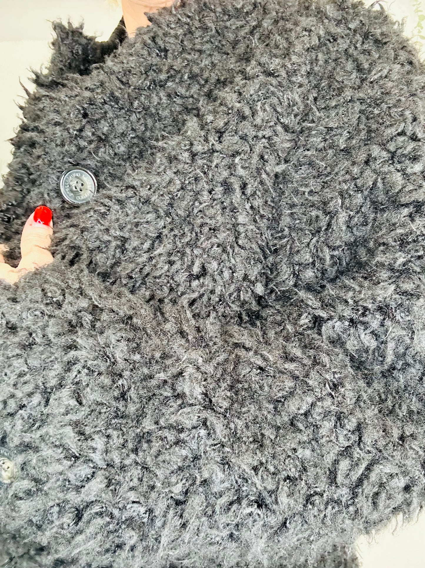 Faux Shearling Bomber Jacket - Size S