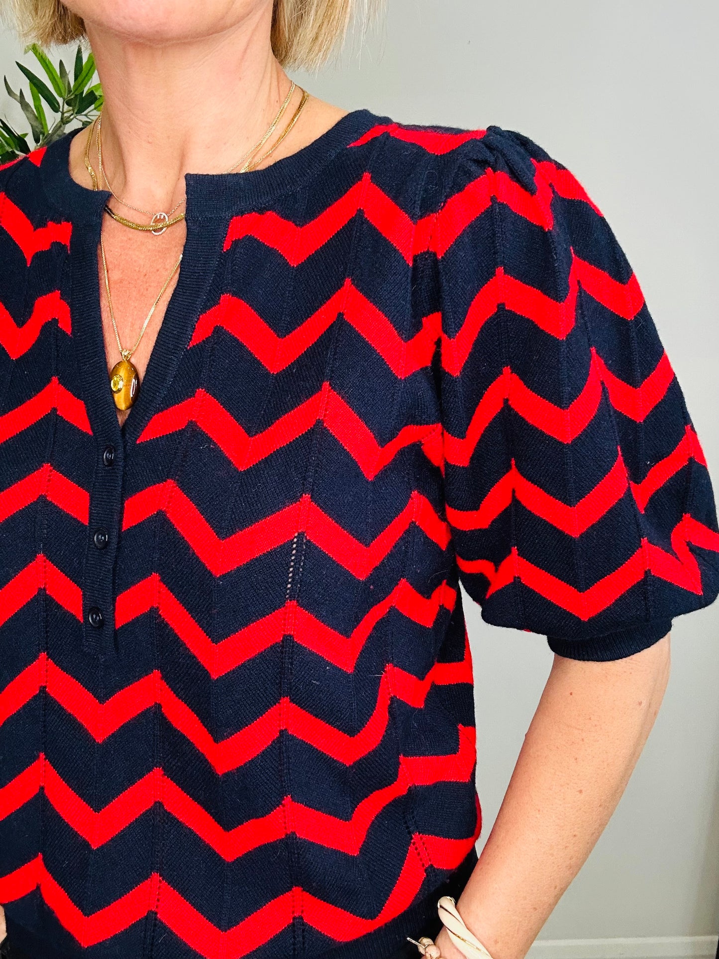 Chevron Knit Jumper - Size M