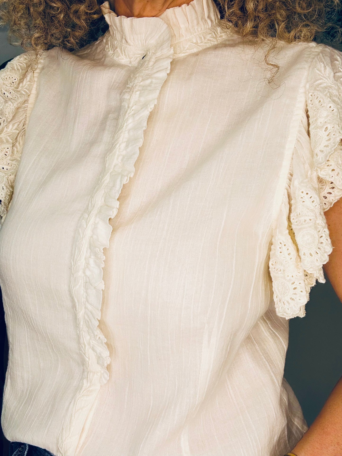 Cotton Frill Blouse - Size M