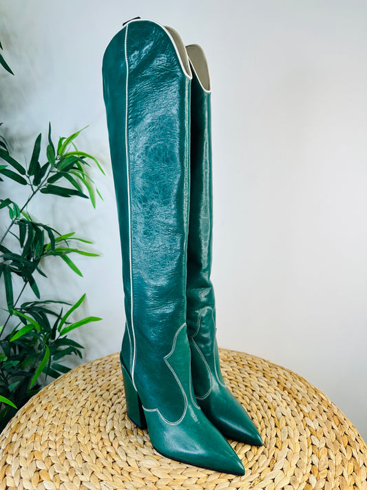 Leather Knee High Boots - Size 37