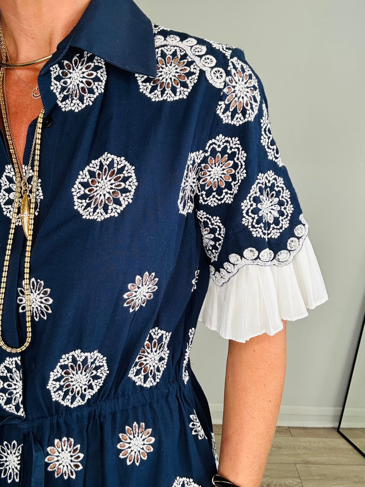 Broderie Shirt Dress - Size M