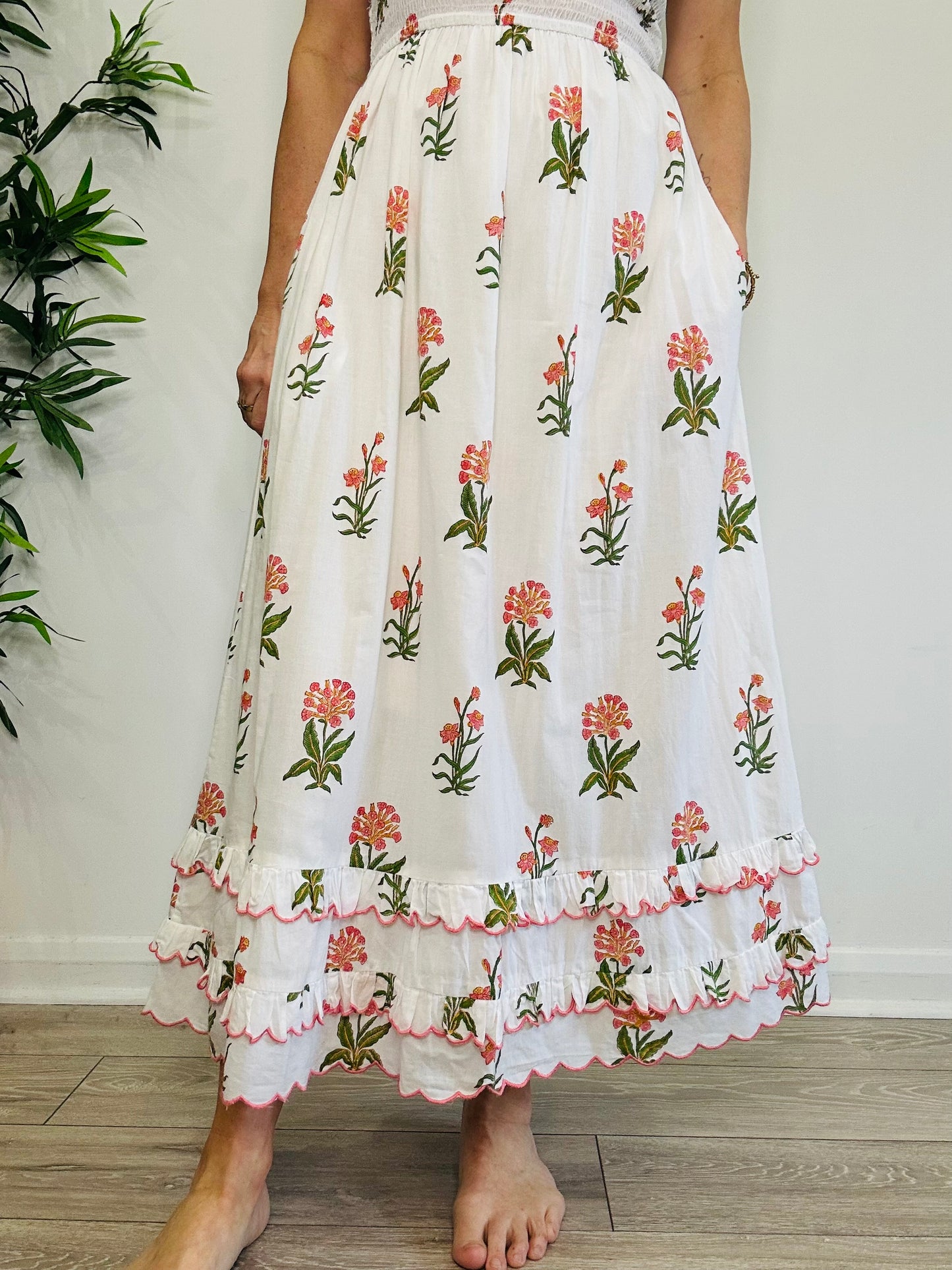 Smocked Cotton Dress - Size S