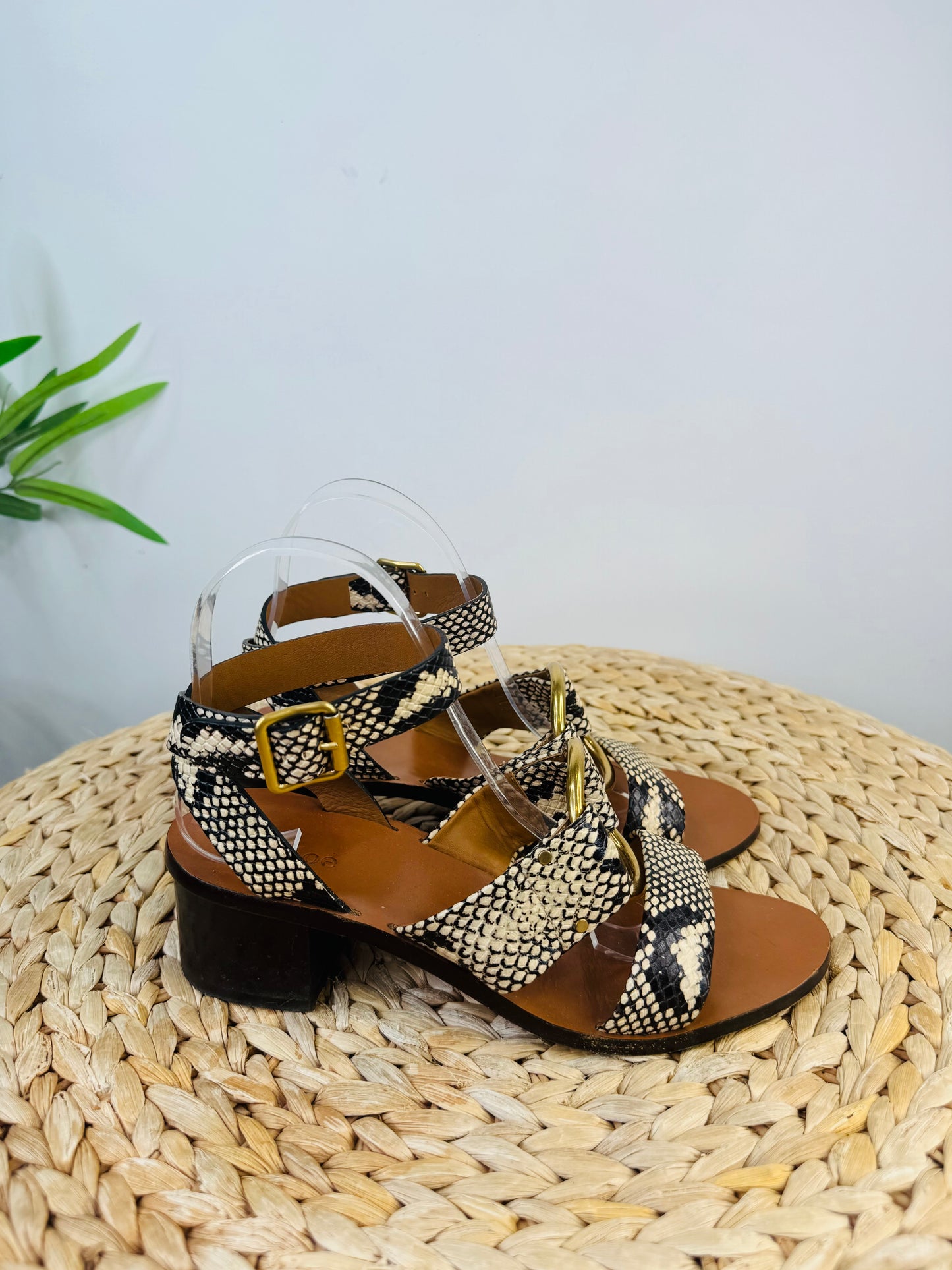 Snakeskin Leather Sandals - Size 38