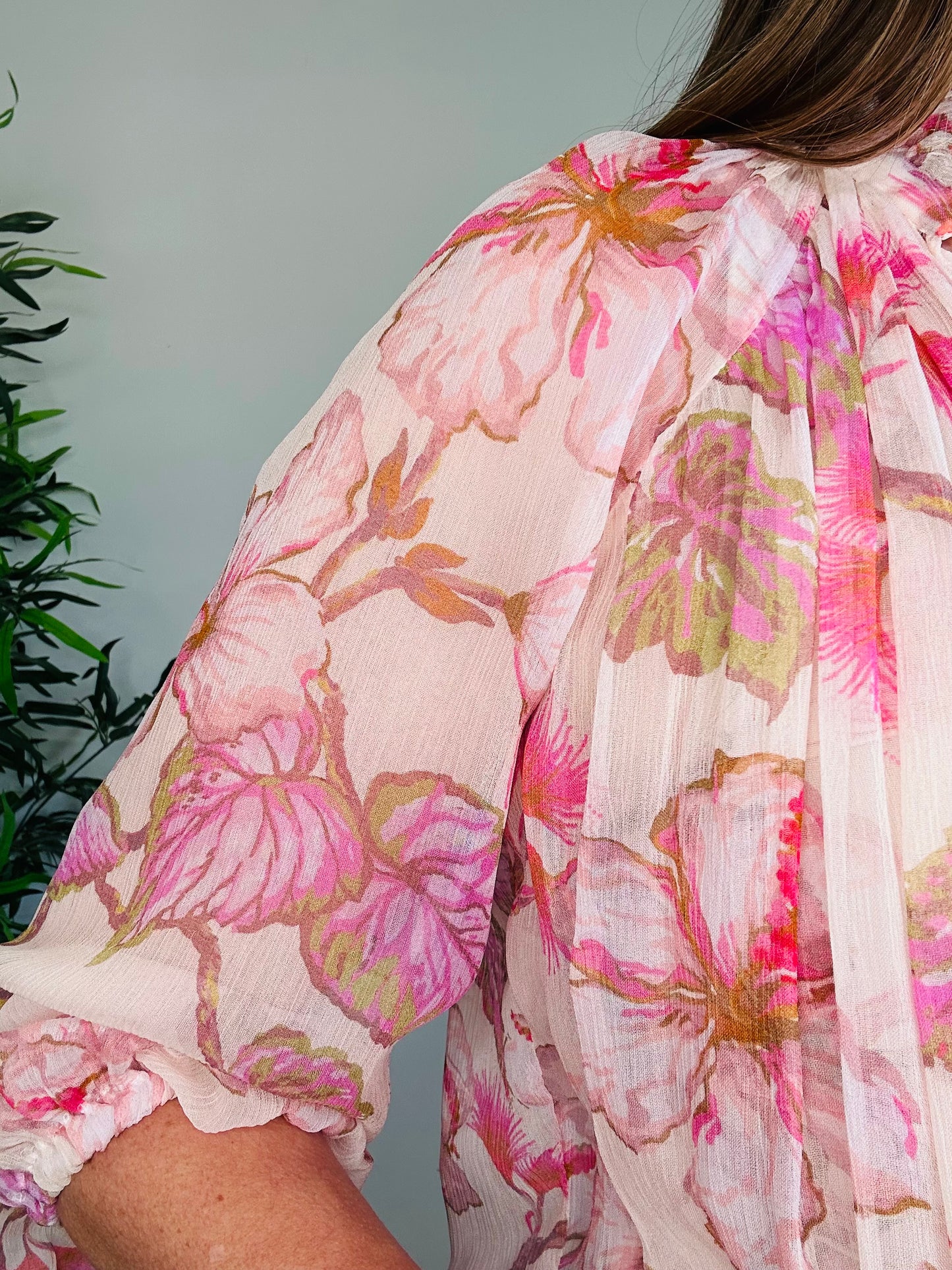 Floral Silk Blouse - Size 0